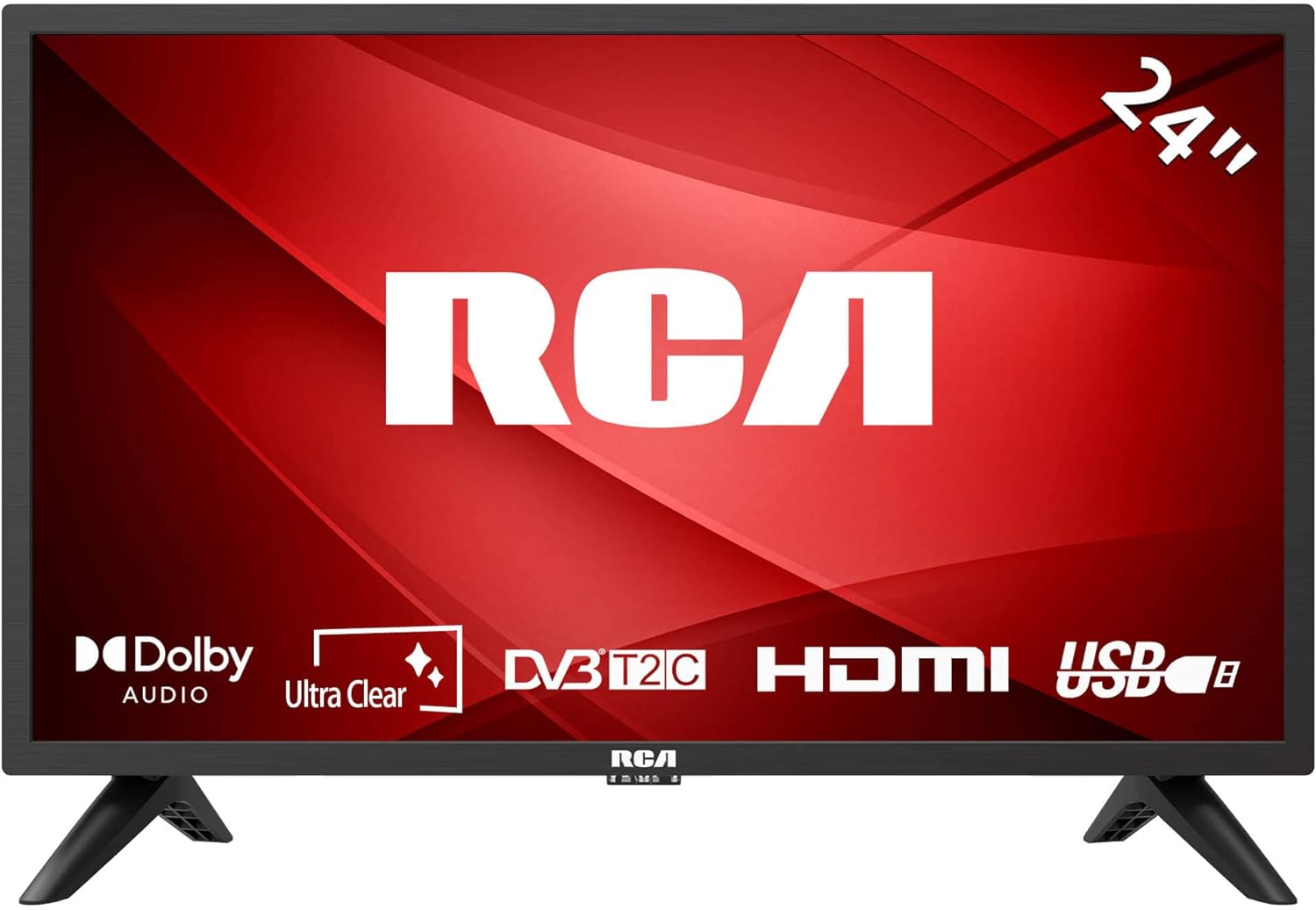 RCA 32 Inch 720P TV, Freeview HD Dolby Digital Audio DVB T2/S2 HD LED Backlighting Display TV, HDMI USB Earphone Output Media Player Monitor PS5 Xbox, Small TV for Bedroom Kitchen Black - Amazing Gadgets Outlet