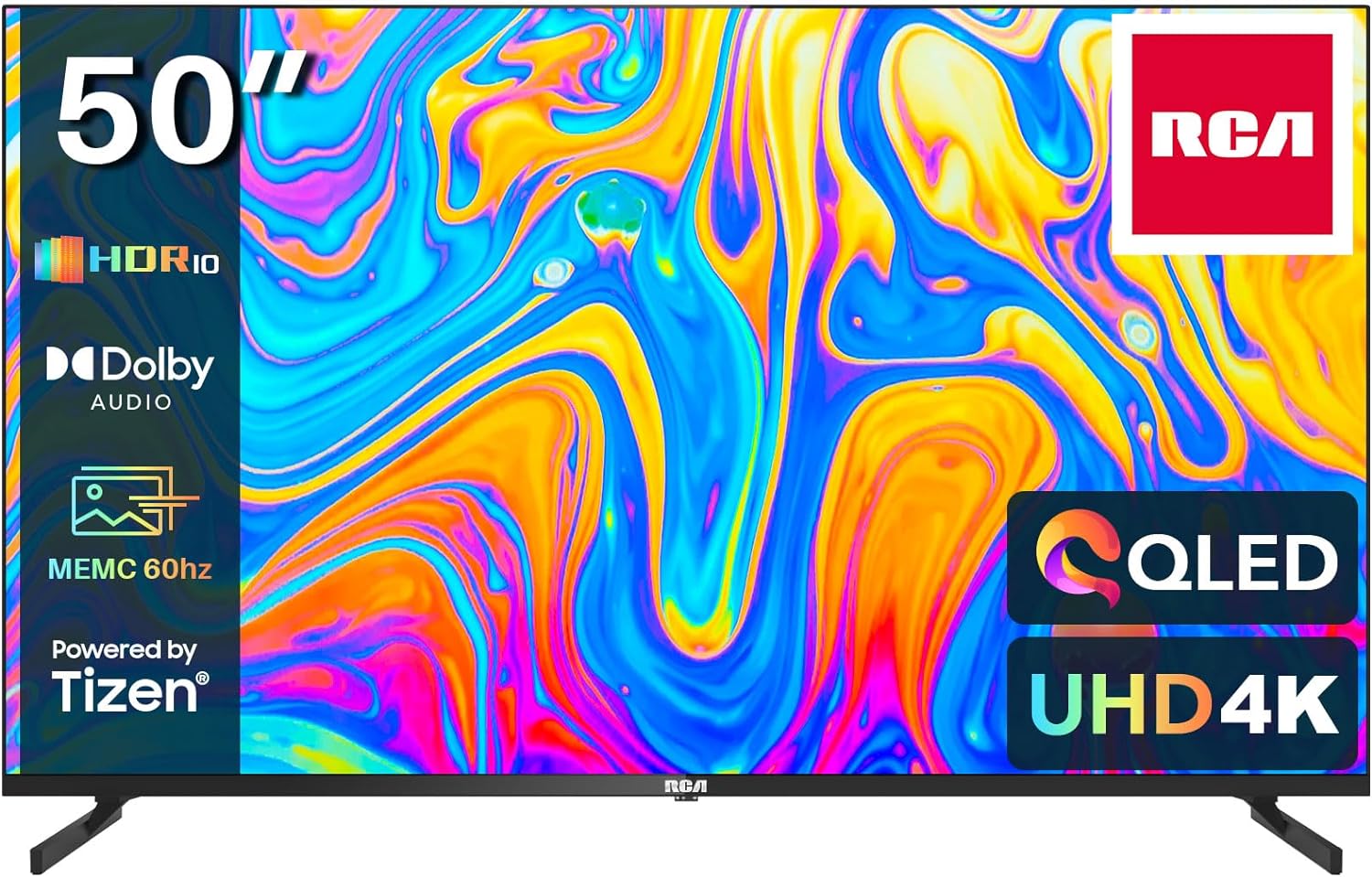 RCA 55 Inch QLED UHD Smart TV, 4K HDR10 Tizen OS with Samsung TV Plus Youtube Netflix Motion Mode, 3 x HDMI 2 x USB WiFi Bluetooth, Large Screen for Living Room Home Office - Amazing Gadgets Outlet