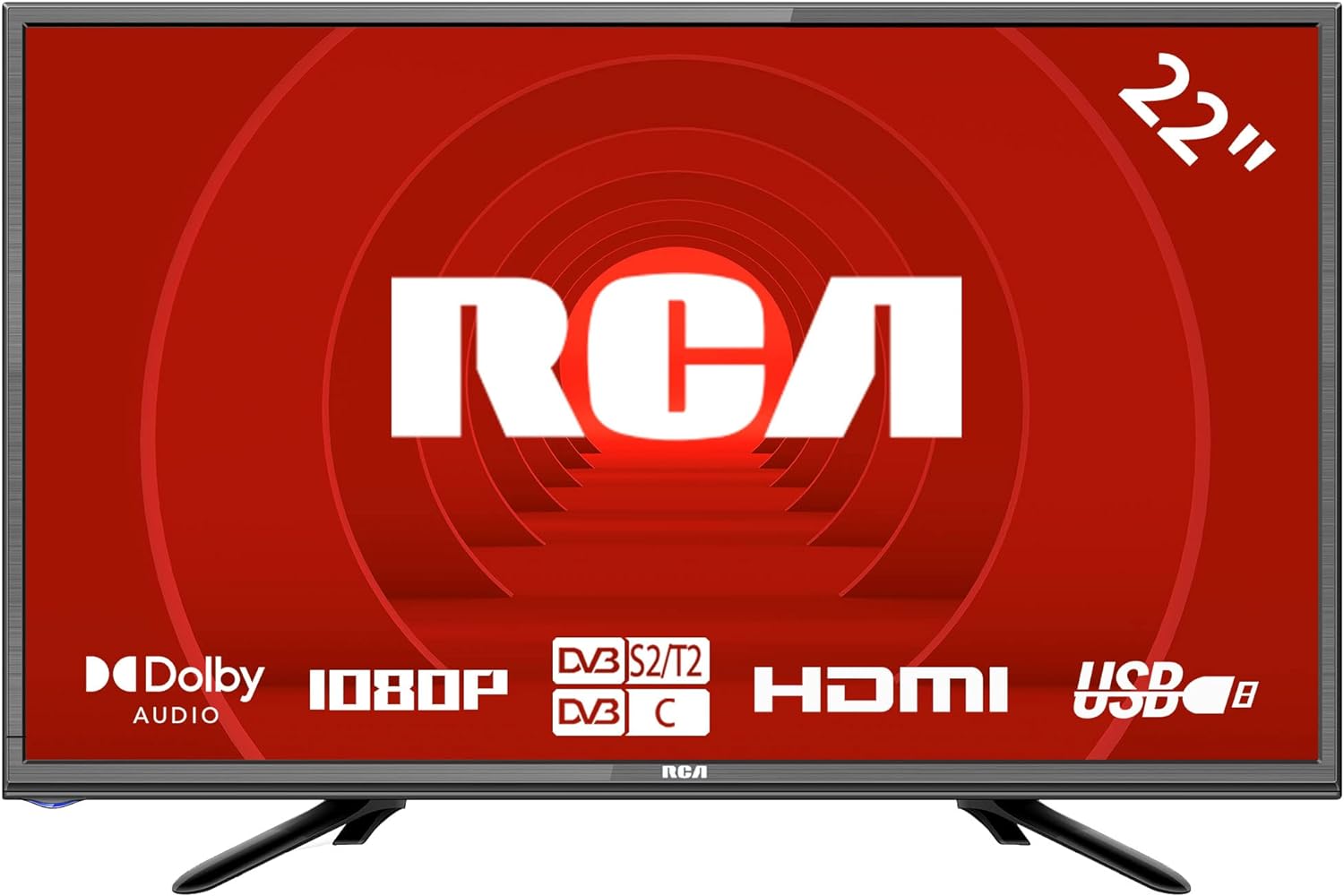 RCA RB22HT5 22 Inch FHD TV, Freeview HD DVB - T2 - C - S2 Dolby Digital Audio Kitchen TV, FHD LED Backlighting Display, HDMI VGA PC Audio SCART USB Record Media Player, Small TV for Small Lounge Kitchen - Amazing Gadgets Outlet