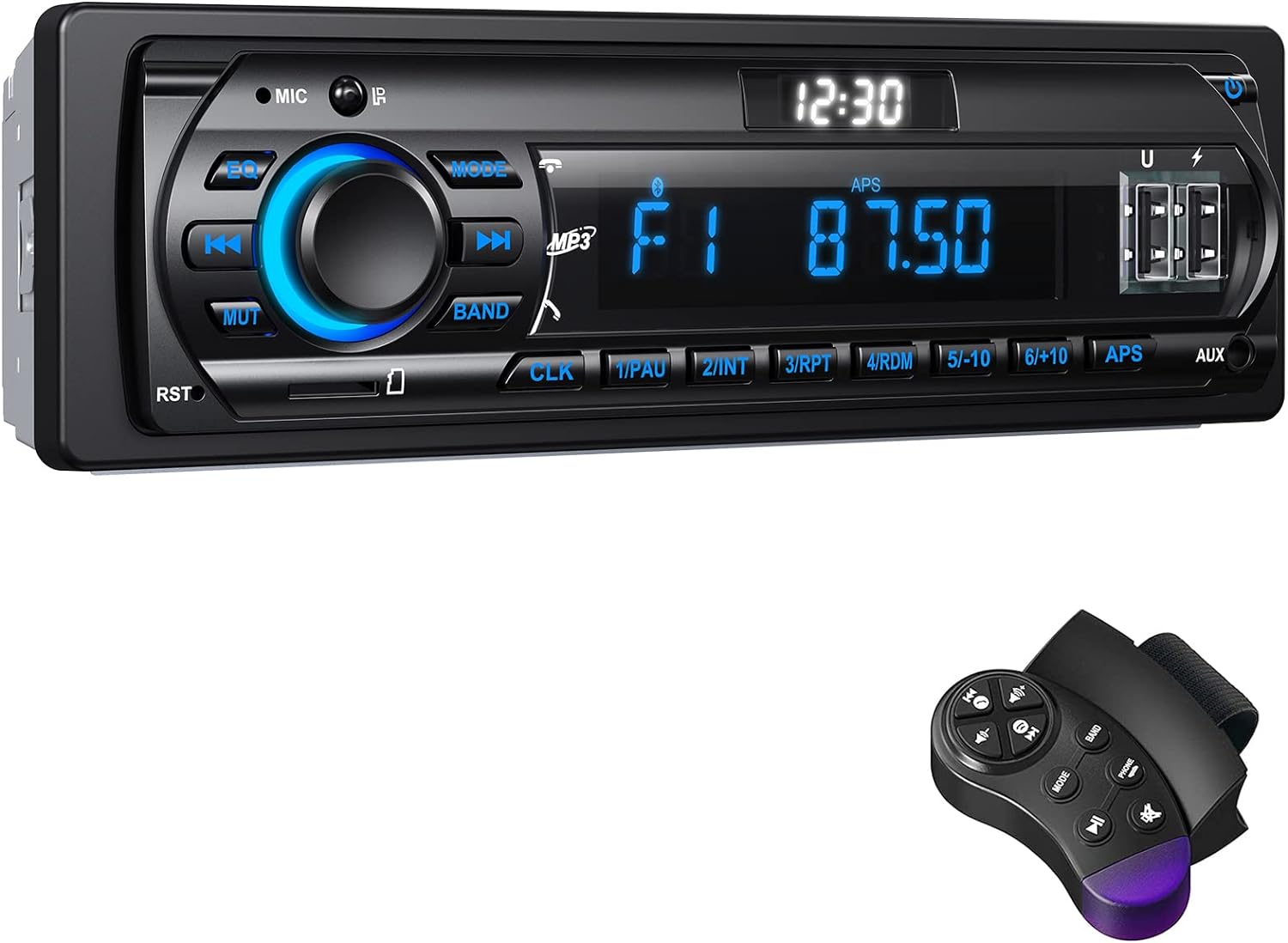 RDS Car Radio Bluetooth Hands - free, 9 - 24V Car Stereo Bluetooth 4 x 65W FM/AM Radio LCD Clock with 7 Colors Lighting, MP3 Player Supports 2 USB/AUX/SD - Amazing Gadgets Outlet