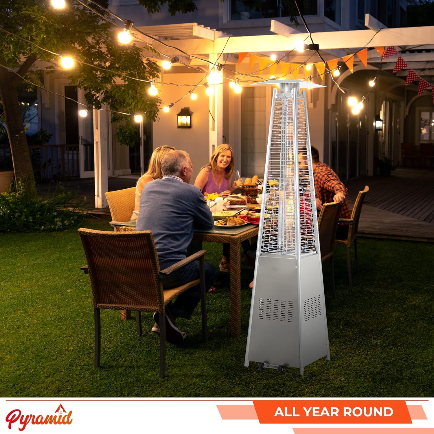 REALGLOW Real Flame Outdoor Pyramid Patio Heater in Stainless Steel - 13KW Propane Gas Standing Floor Heater for Outdoors & Gardens - Outside Space Heating for Decking, Home Garden & Gazebo   Import  Single ASIN  Import  Multiple ASIN ×Product cu - Amazing Gadgets Outlet