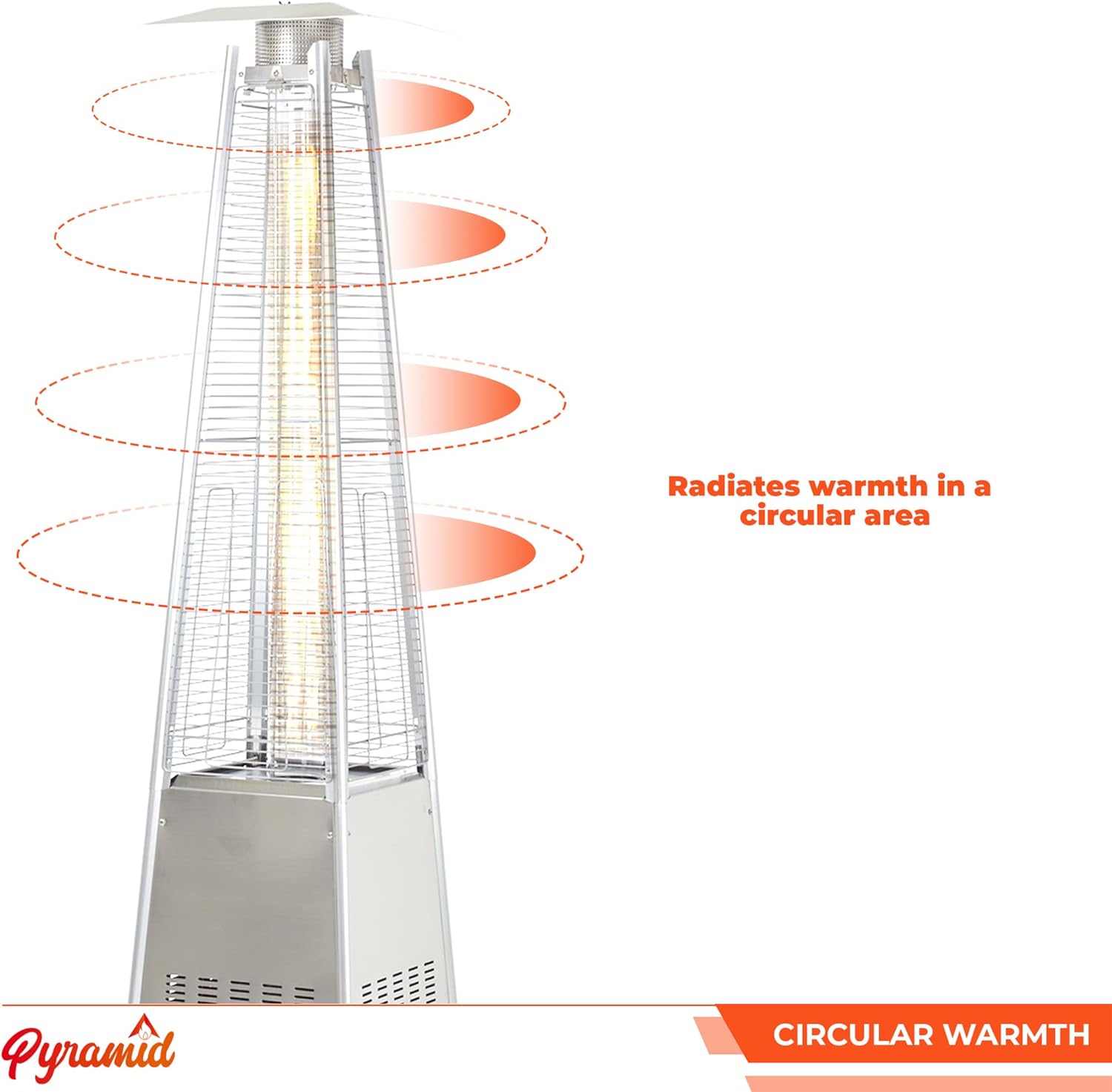 REALGLOW Real Flame Outdoor Pyramid Patio Heater in Stainless Steel - 13KW Propane Gas Standing Floor Heater for Outdoors & Gardens - Outside Space Heating for Decking, Home Garden & Gazebo   Import  Single ASIN  Import  Multiple ASIN ×Product cu - Amazing Gadgets Outlet