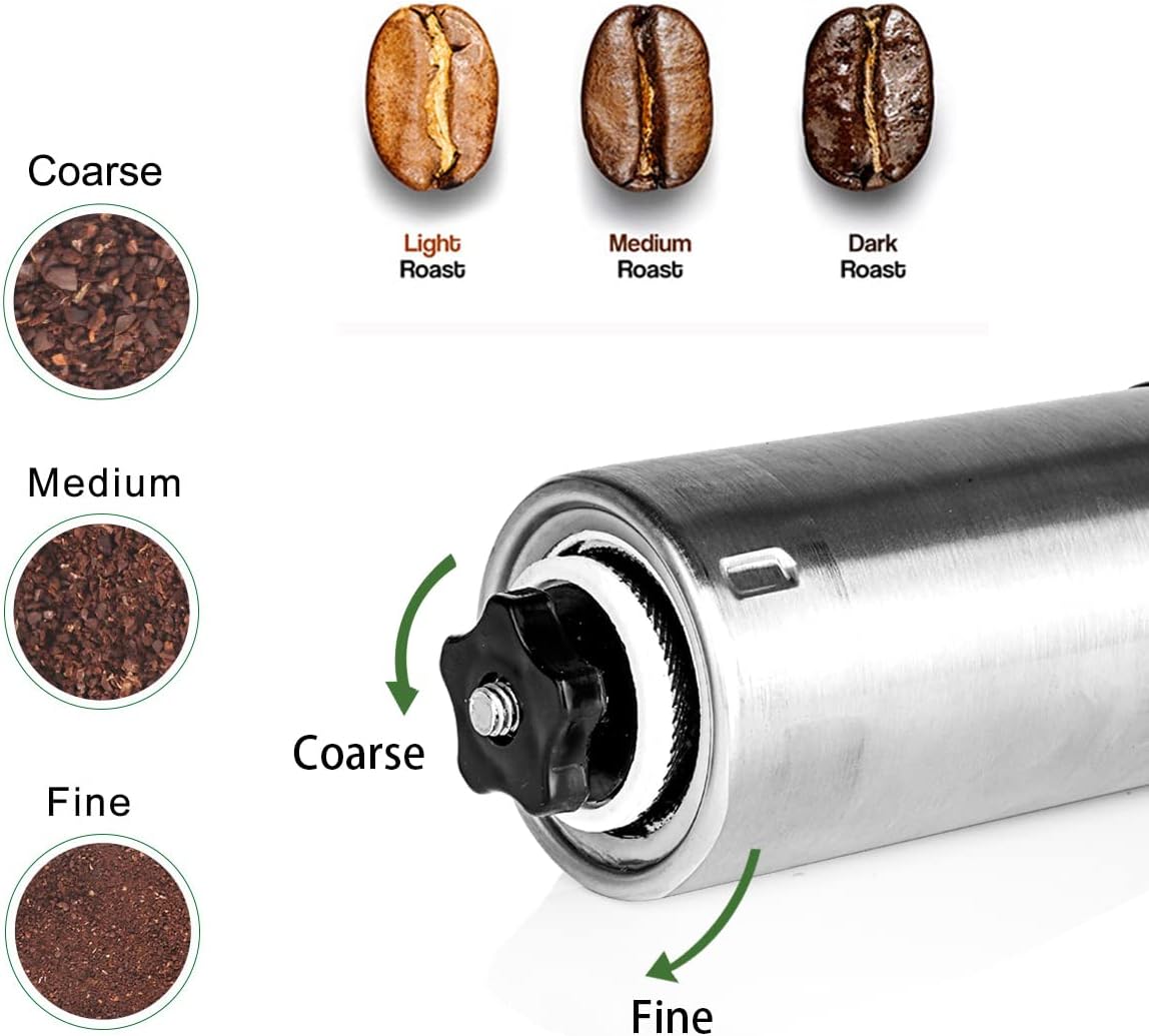 RECAFIMIL Manual Coffee Grinder Portable Coffee Bean Grinder with with Hand Crank Mill, Adjustable Bean Grind Size Coffee Grinder with Spoon, Ideal for Home Office and Travel - Amazing Gadgets Outlet