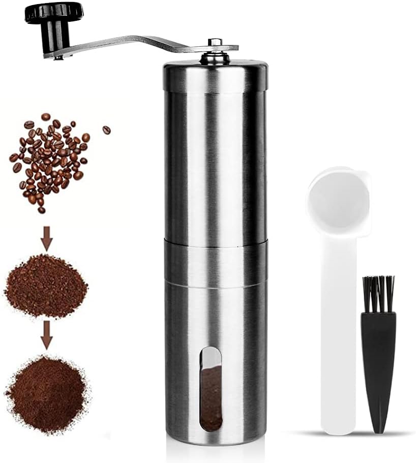 RECAFIMIL Manual Coffee Grinder Portable Coffee Bean Grinder with with Hand Crank Mill, Adjustable Bean Grind Size Coffee Grinder with Spoon, Ideal for Home Office and Travel - Amazing Gadgets Outlet