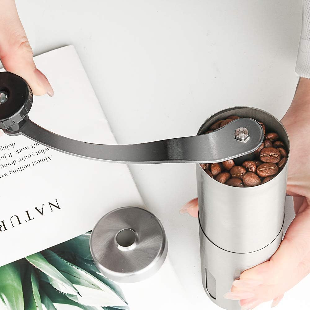 RECAFIMIL Manual Coffee Grinder Portable Coffee Bean Grinder with with Hand Crank Mill, Adjustable Bean Grind Size Coffee Grinder with Spoon, Ideal for Home Office and Travel - Amazing Gadgets Outlet