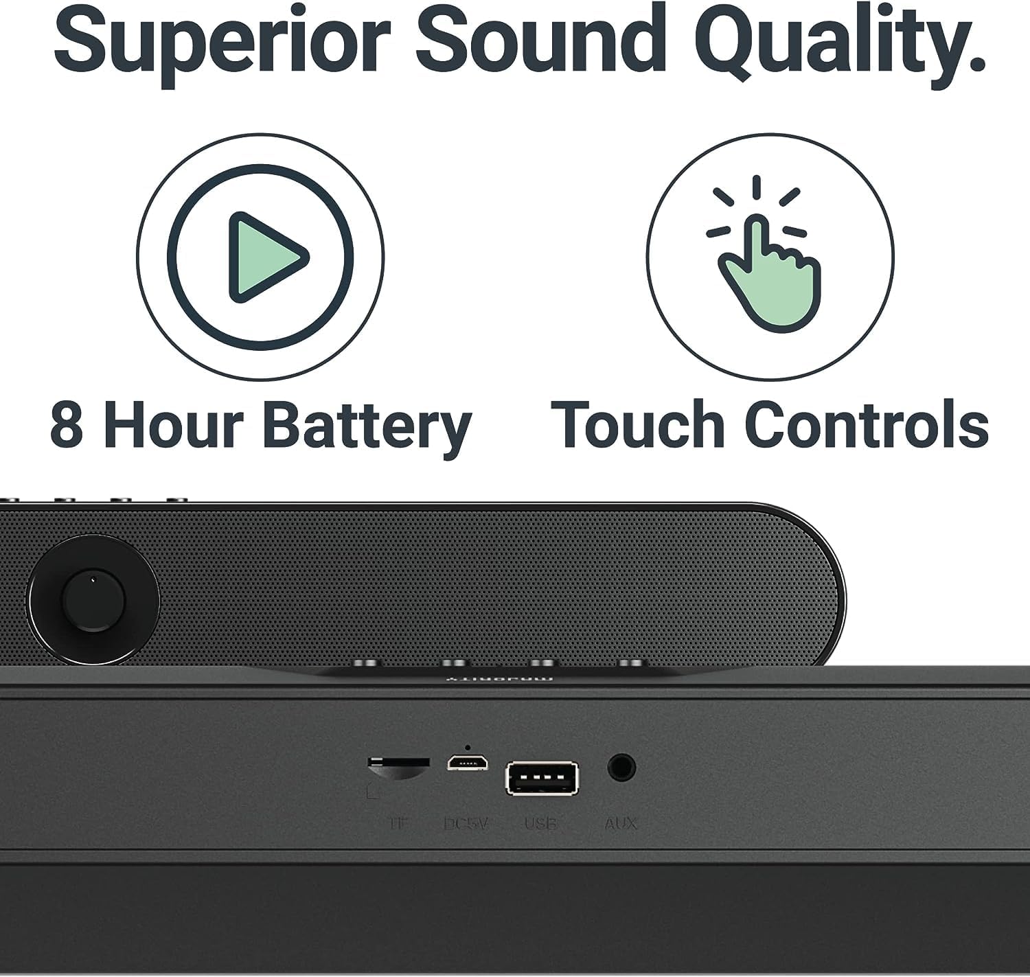 Rechargeable! MAJOR Portable Bluetooth PC Soundbar | 20 Watts Powerful Stereo Sound | Portable Speaker with 8 Hours Playback Bluetooth Sound bar for TV | One Touch Control, USB, SD Card & AUX Playback - Amazing Gadgets Outlet