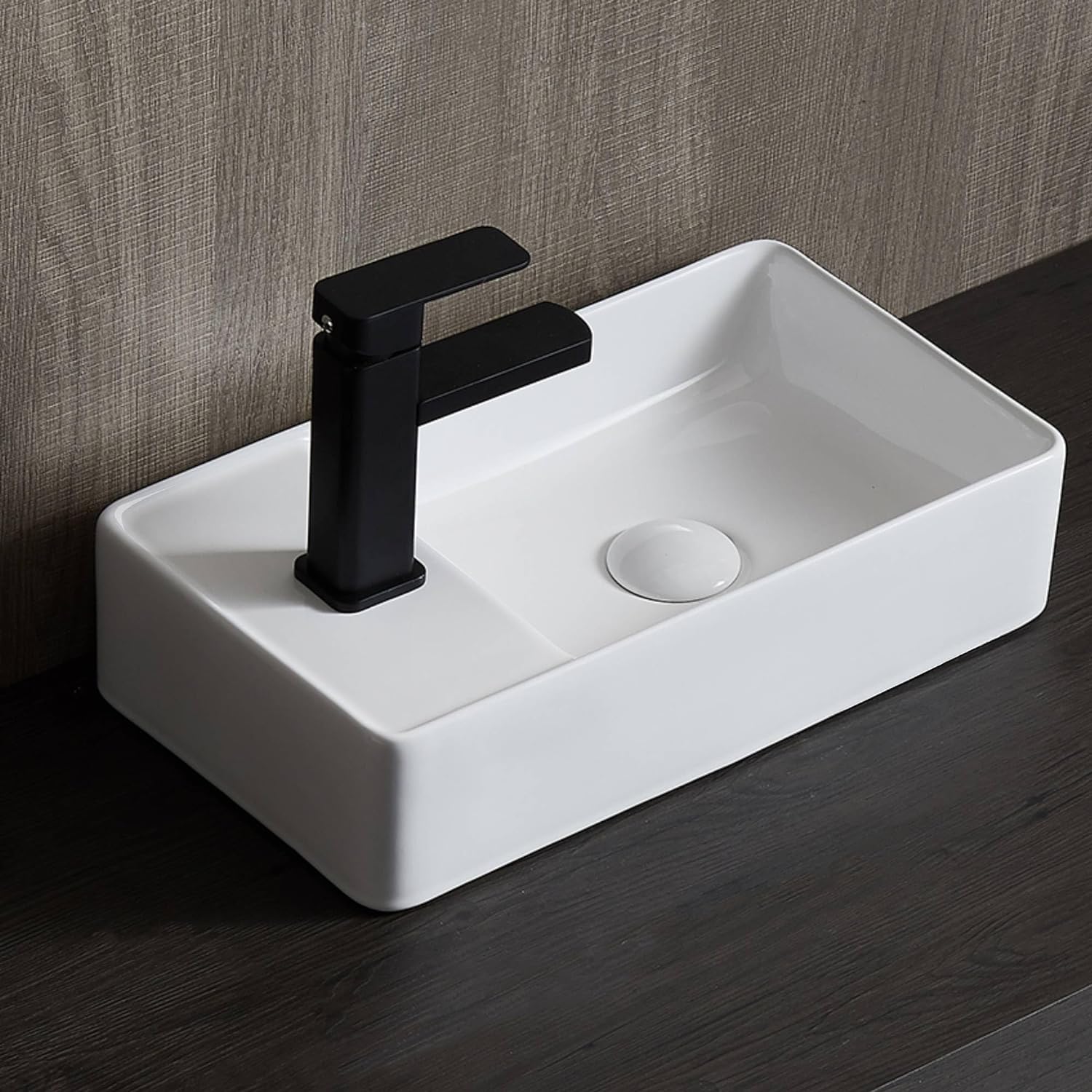 Rectangle Vessel Sink with Faucet Hole, Eridanus Ceramic Countertop Bathroom Washbasin, Vitreous China Cloakroom Basin Sink for Lavatory, Bathroom, Vanity Unit, White Gloss - 490 x 370 x 140mm   Import  Single ASIN  Import  Multiple ASIN ×Product - Amazing Gadgets Outlet