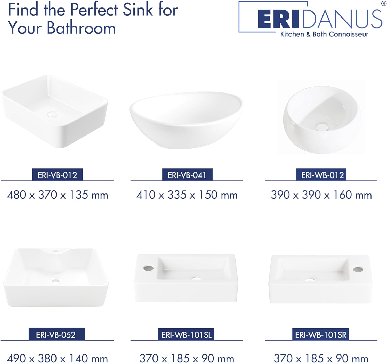 Rectangle Vessel Sink with Faucet Hole, Eridanus Ceramic Countertop Bathroom Washbasin, Vitreous China Cloakroom Basin Sink for Lavatory, Bathroom, Vanity Unit, White Gloss - 490 x 370 x 140mm   Import  Single ASIN  Import  Multiple ASIN ×Product - Amazing Gadgets Outlet