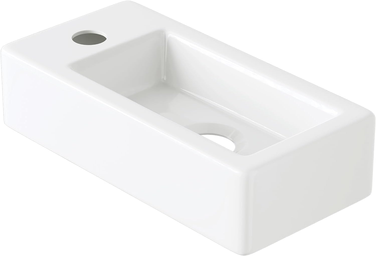 Rectangle Vessel Sink with Faucet Hole, Eridanus Ceramic Countertop Bathroom Washbasin, Vitreous China Cloakroom Basin Sink for Lavatory, Bathroom, Vanity Unit, White Gloss - 490 x 370 x 140mm   Import  Single ASIN  Import  Multiple ASIN ×Product - Amazing Gadgets Outlet