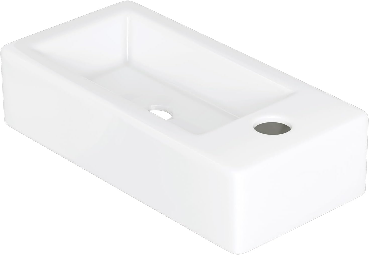 Rectangle Vessel Sink with Faucet Hole, Eridanus Ceramic Countertop Bathroom Washbasin, Vitreous China Cloakroom Basin Sink for Lavatory, Bathroom, Vanity Unit, White Gloss - 490 x 370 x 140mm   Import  Single ASIN  Import  Multiple ASIN ×Product - Amazing Gadgets Outlet