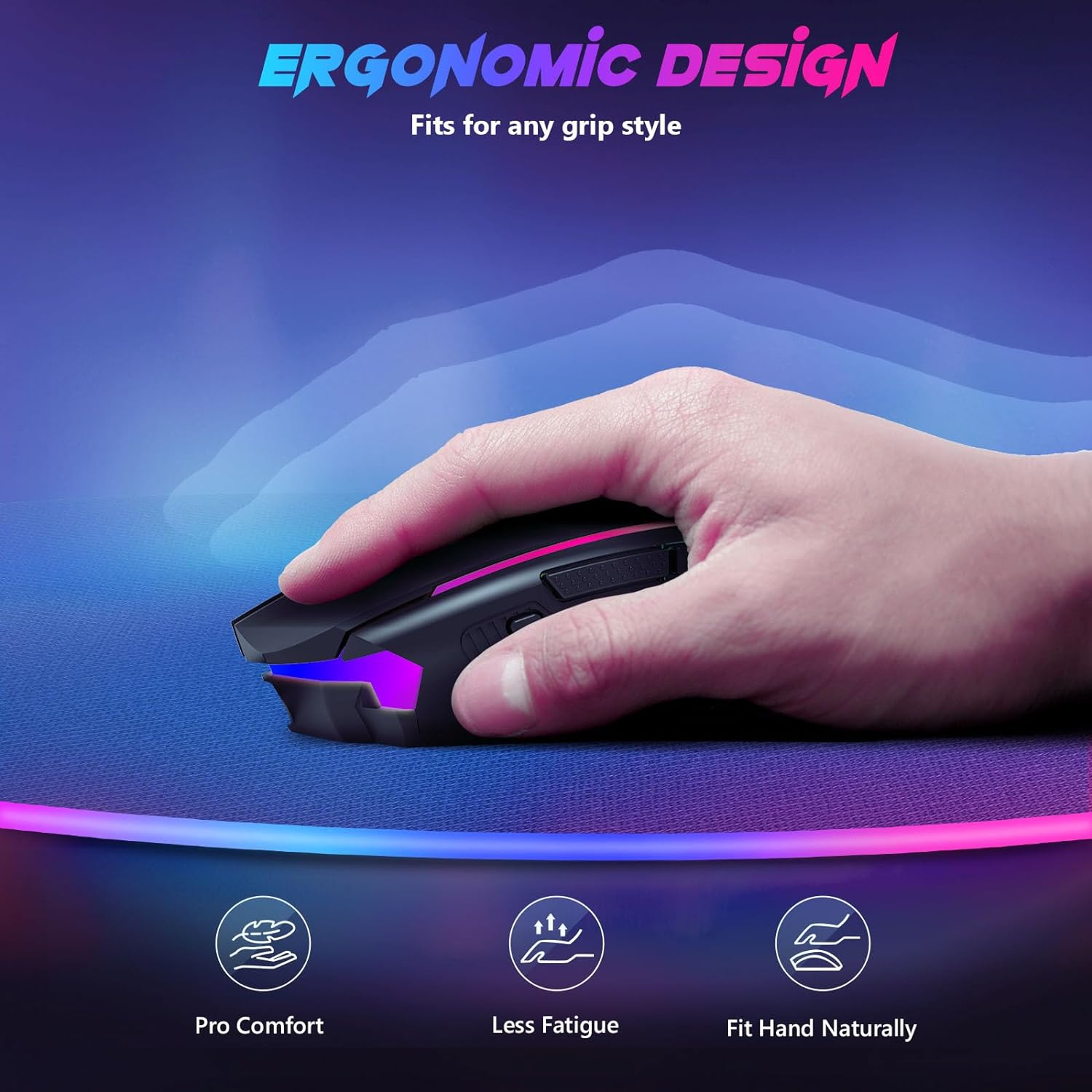 Redragon Gaming Mouse, Wireless Gaming Mouse with 9 Programmable Buttons, RGB Backlit, Rechargeable Wireless Mouse UP to 8000 DPI, Macro Edit, 70Hrs for Laptop, PC, Mac Gamer, Black M910 - KS - Amazing Gadgets Outlet