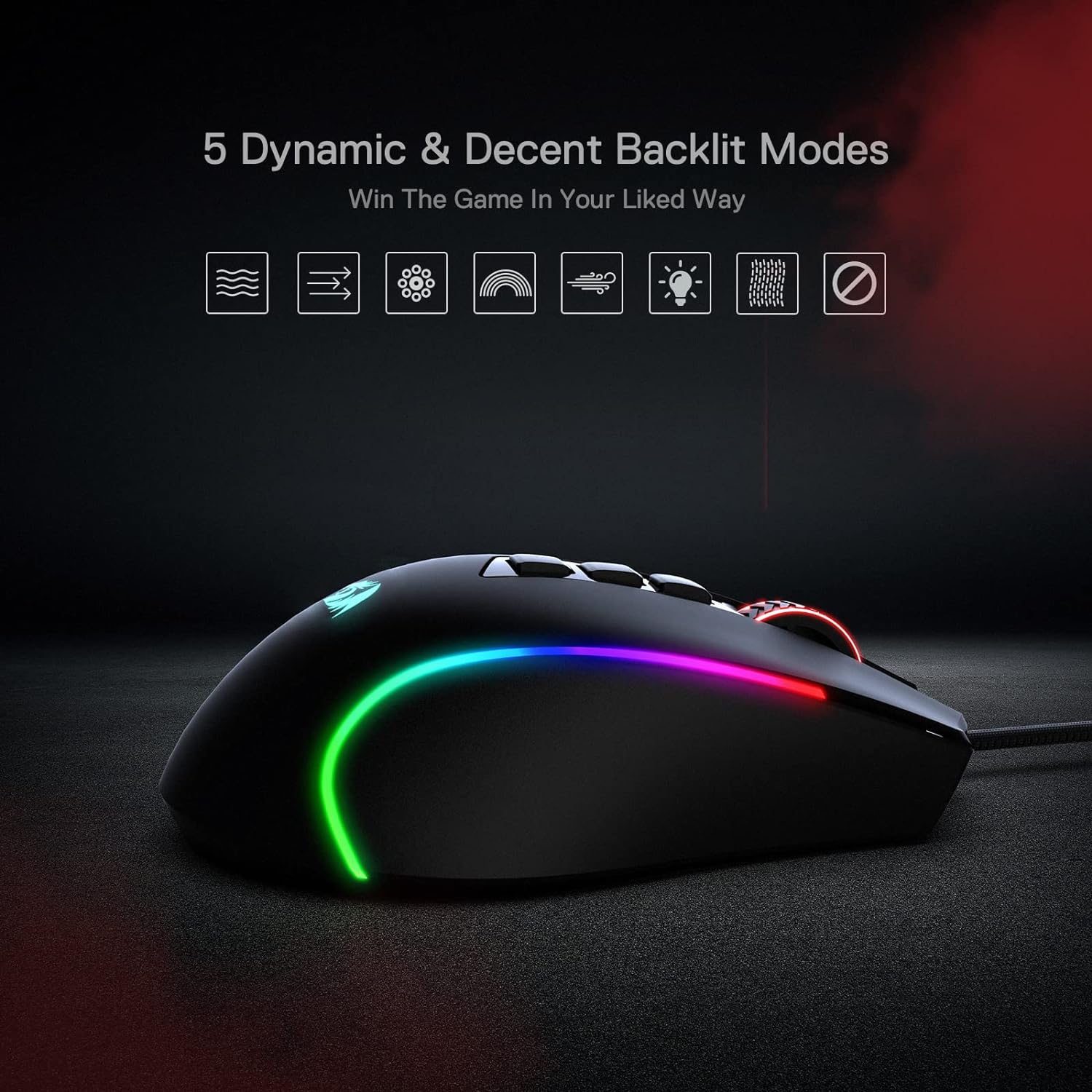 Redragon M612 Predator RGB Gaming Mouse, 8000 DPI Wired Optical Gamer Mouse with 11 Programmable Buttons & 5 Backlit Modes, Software Supports DIY Keybinds Rapid Fire Button - Amazing Gadgets Outlet