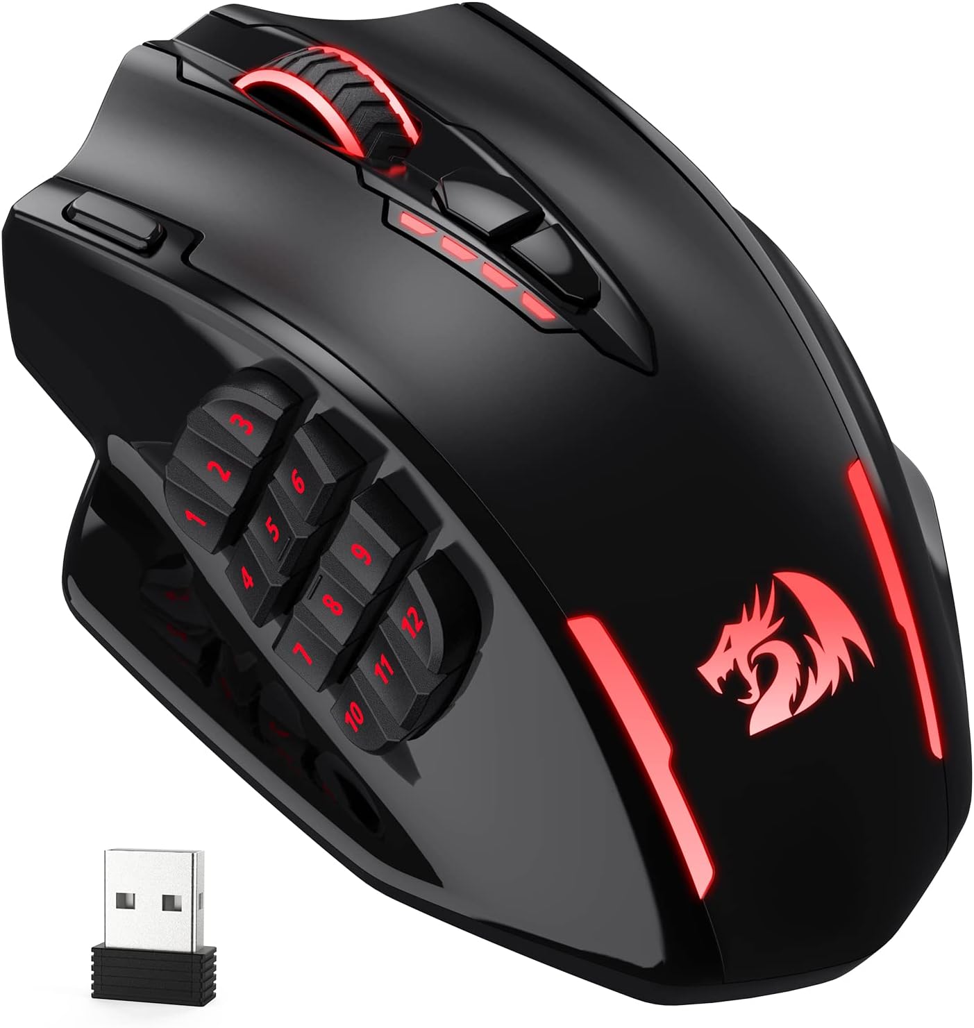 Redragon M908 Impact RGB LED MMO Mouse with Side Buttons Optical Wired Gaming Mouse with 12,400DPI, High Precision, 20 Programmable Mouse Buttons - Amazing Gadgets Outlet