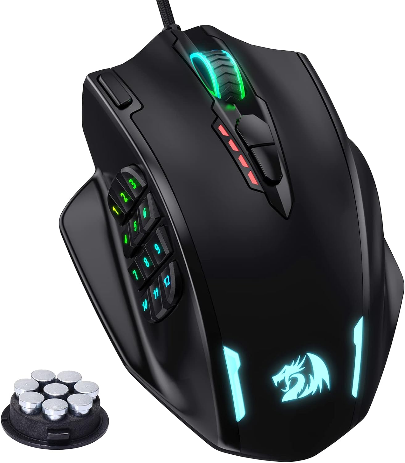 Redragon M908 Impact RGB LED MMO Mouse with Side Buttons Optical Wired Gaming Mouse with 12,400DPI, High Precision, 20 Programmable Mouse Buttons - Amazing Gadgets Outlet