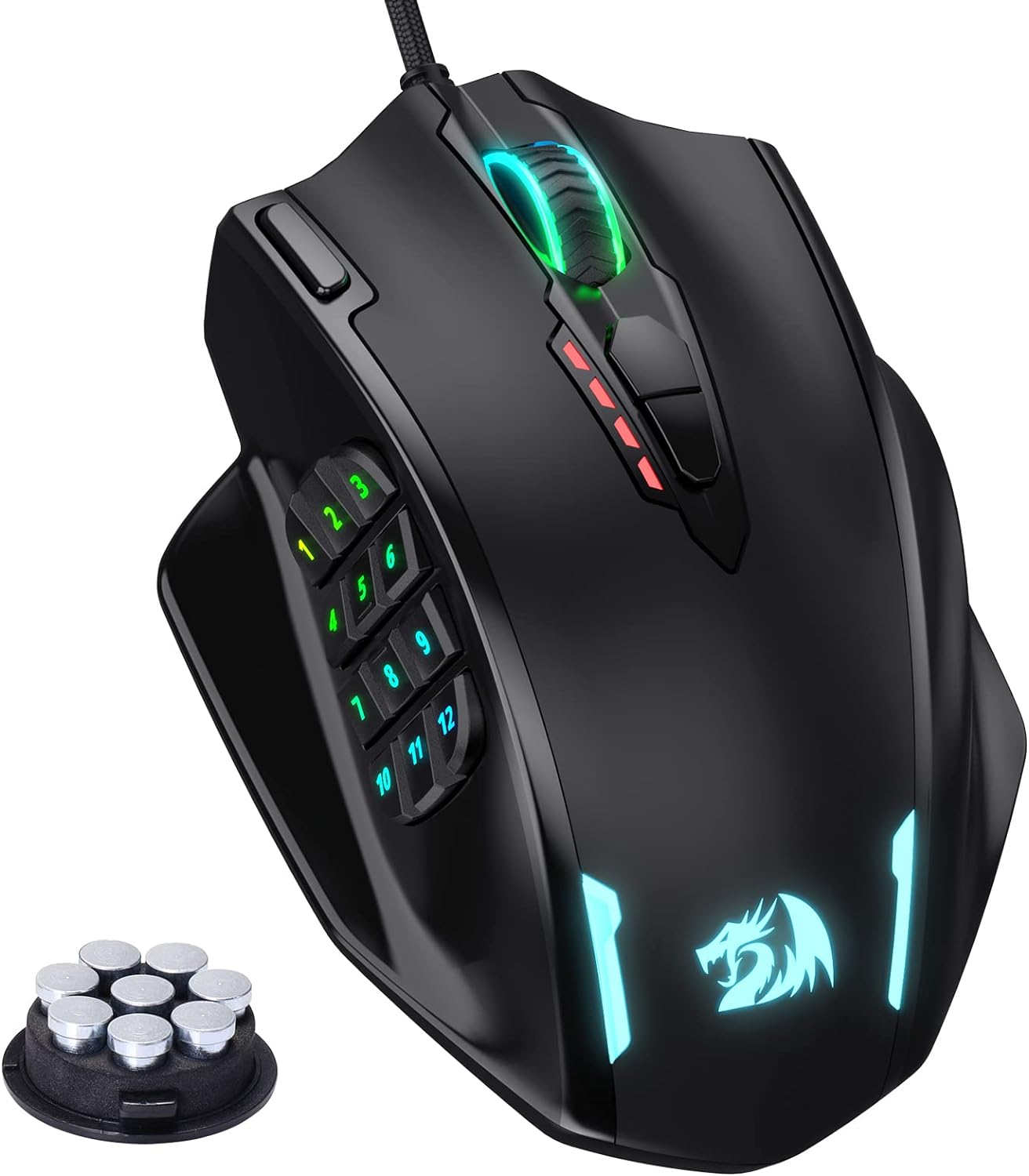 Redragon M908 Impact RGB LED MMO Mouse with Side Buttons Optical Wired Gaming Mouse with 12,400DPI, High Precision, 20 Programmable Mouse Buttons - Amazing Gadgets Outlet