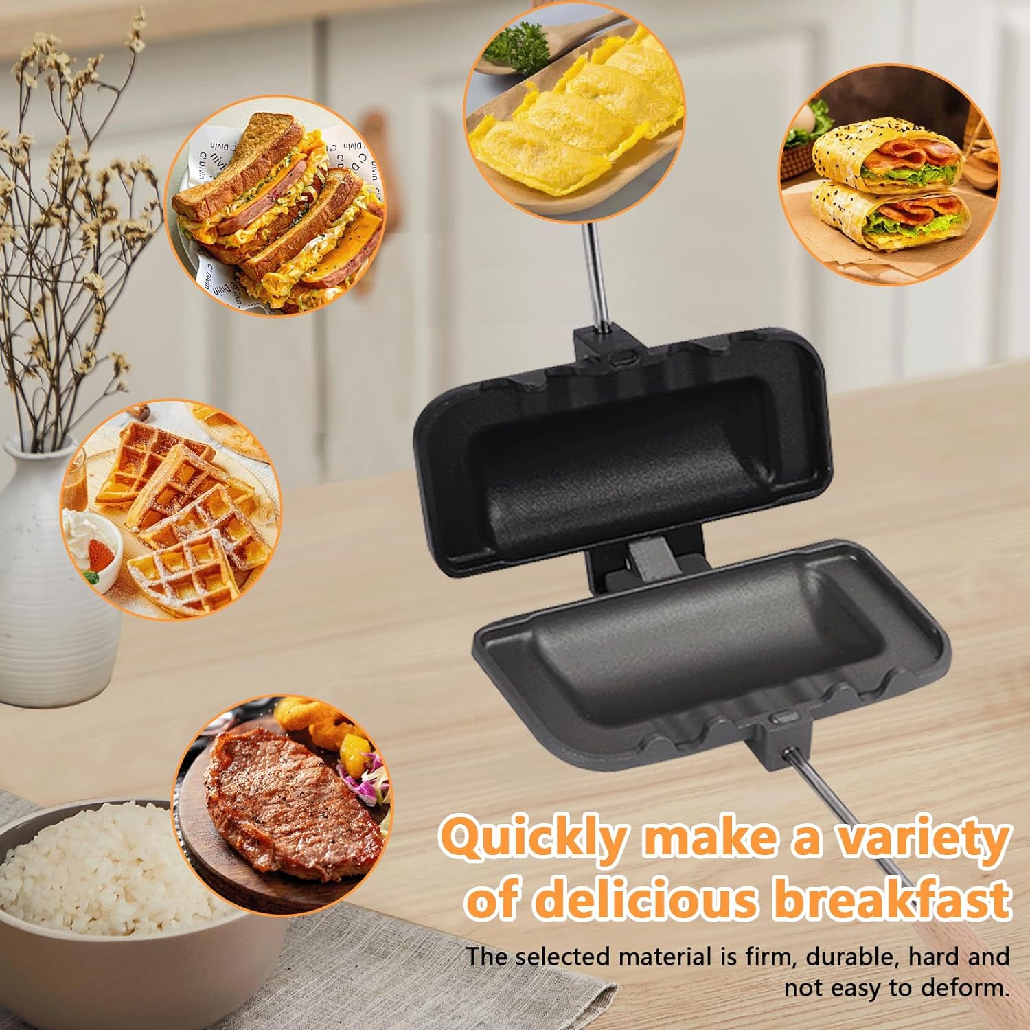 Removable Toasted Sandwich Maker Double - Sided Gas Sandwich Maker, Hand Toaster Sandwich Maker Non - Stick Grill Cheese Maker, Camping Toastie Maker For Breakfast Pancakes, Omelets, Frittatas (01) - Amazing Gadgets Outlet