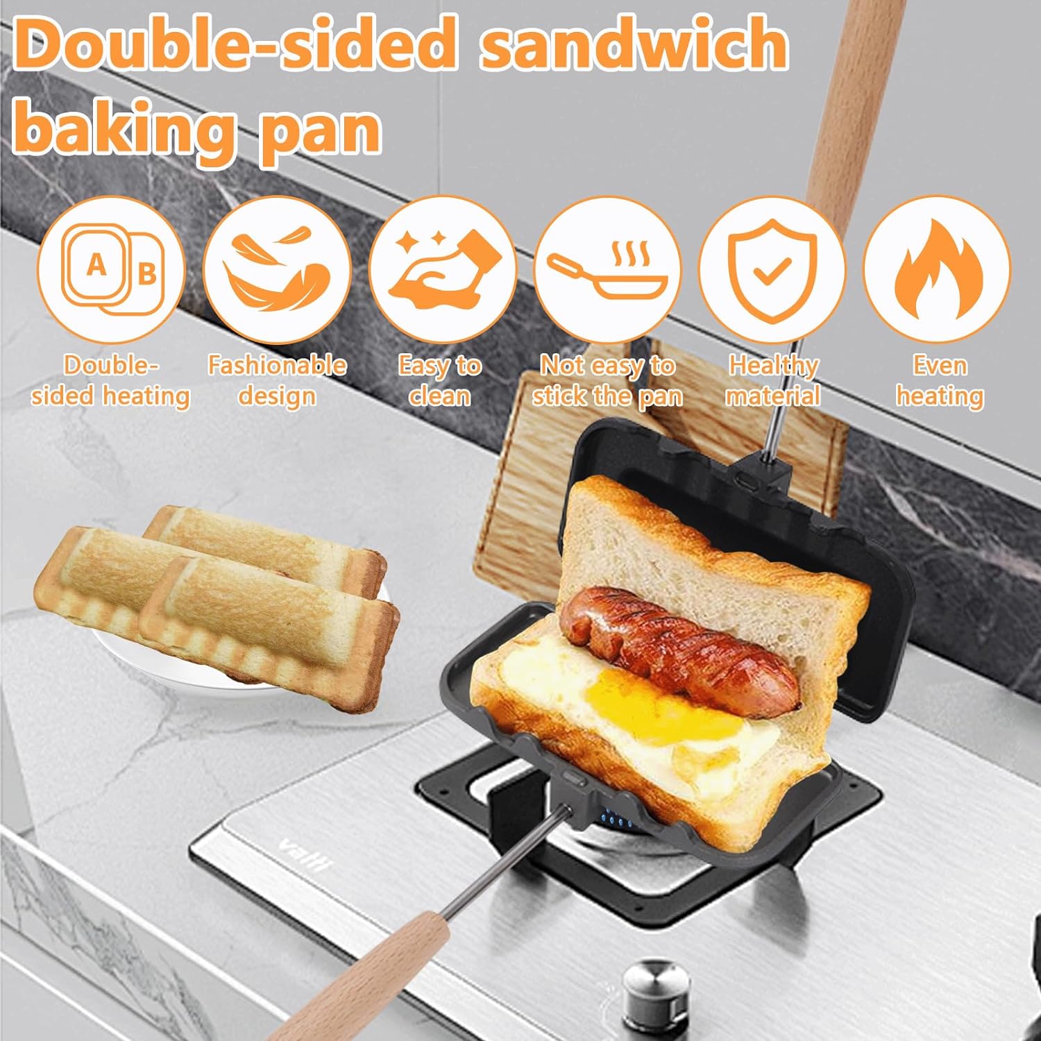 Removable Toasted Sandwich Maker Double - Sided Gas Sandwich Maker, Hand Toaster Sandwich Maker Non - Stick Grill Cheese Maker, Camping Toastie Maker For Breakfast Pancakes, Omelets, Frittatas (01) - Amazing Gadgets Outlet