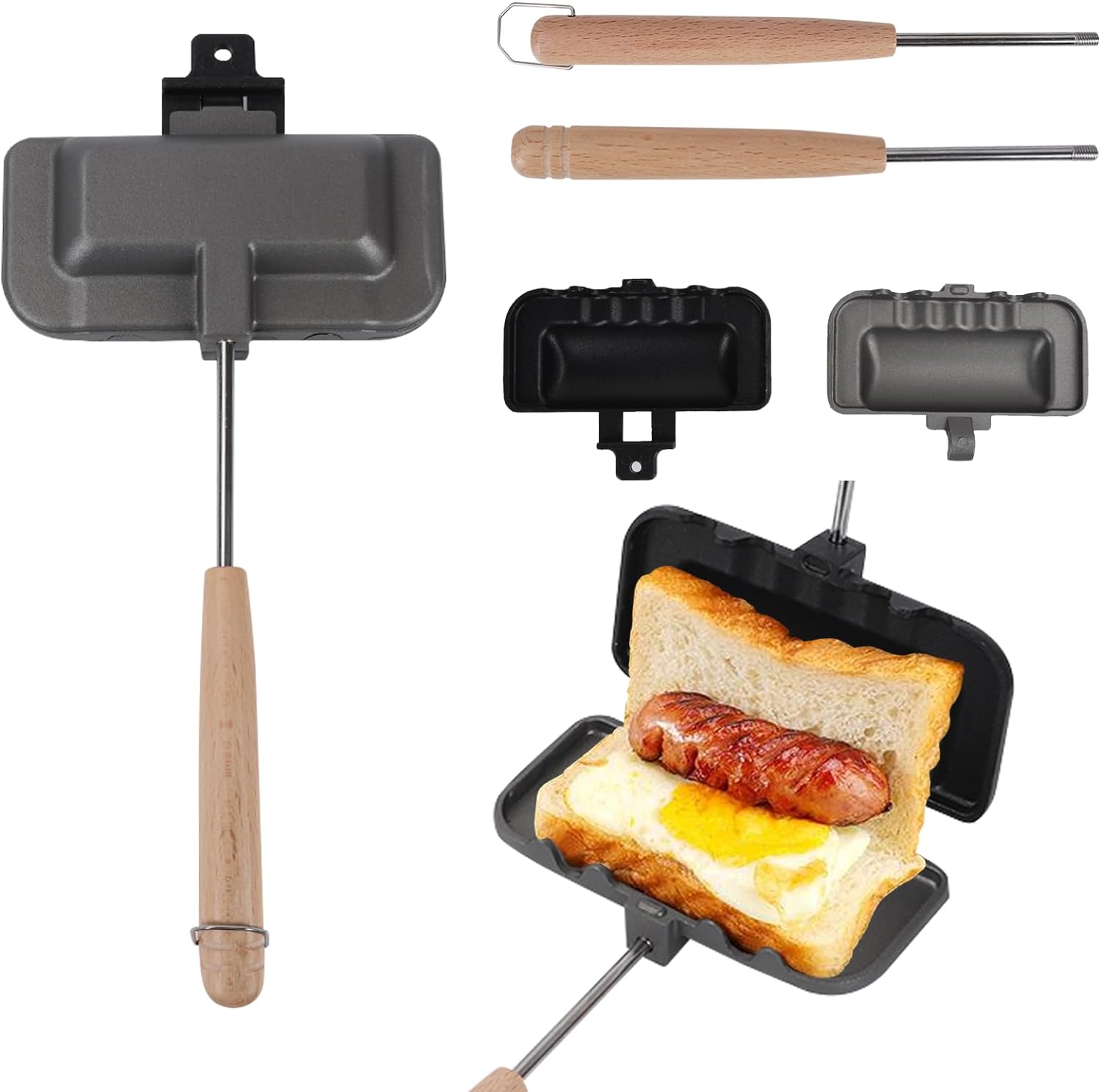 Removable Toasted Sandwich Maker Double - Sided Gas Sandwich Maker, Hand Toaster Sandwich Maker Non - Stick Grill Cheese Maker, Camping Toastie Maker For Breakfast Pancakes, Omelets, Frittatas (01) - Amazing Gadgets Outlet