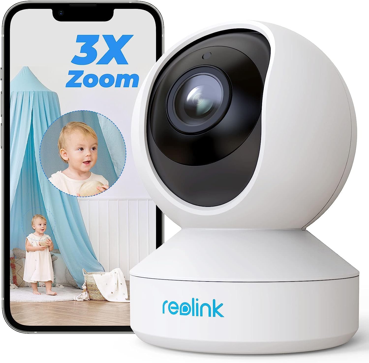 Reolink 5MP PTZ Indoor WiFi Security Camera, 2.4GHz 5GHz Dual - Band WiFi, 3X Optical Zoom WiFi CCTV Camera for Elder Pet Baby, 2 Way Audio, with SD Card Slot, E1 Zoom - Amazing Gadgets Outlet