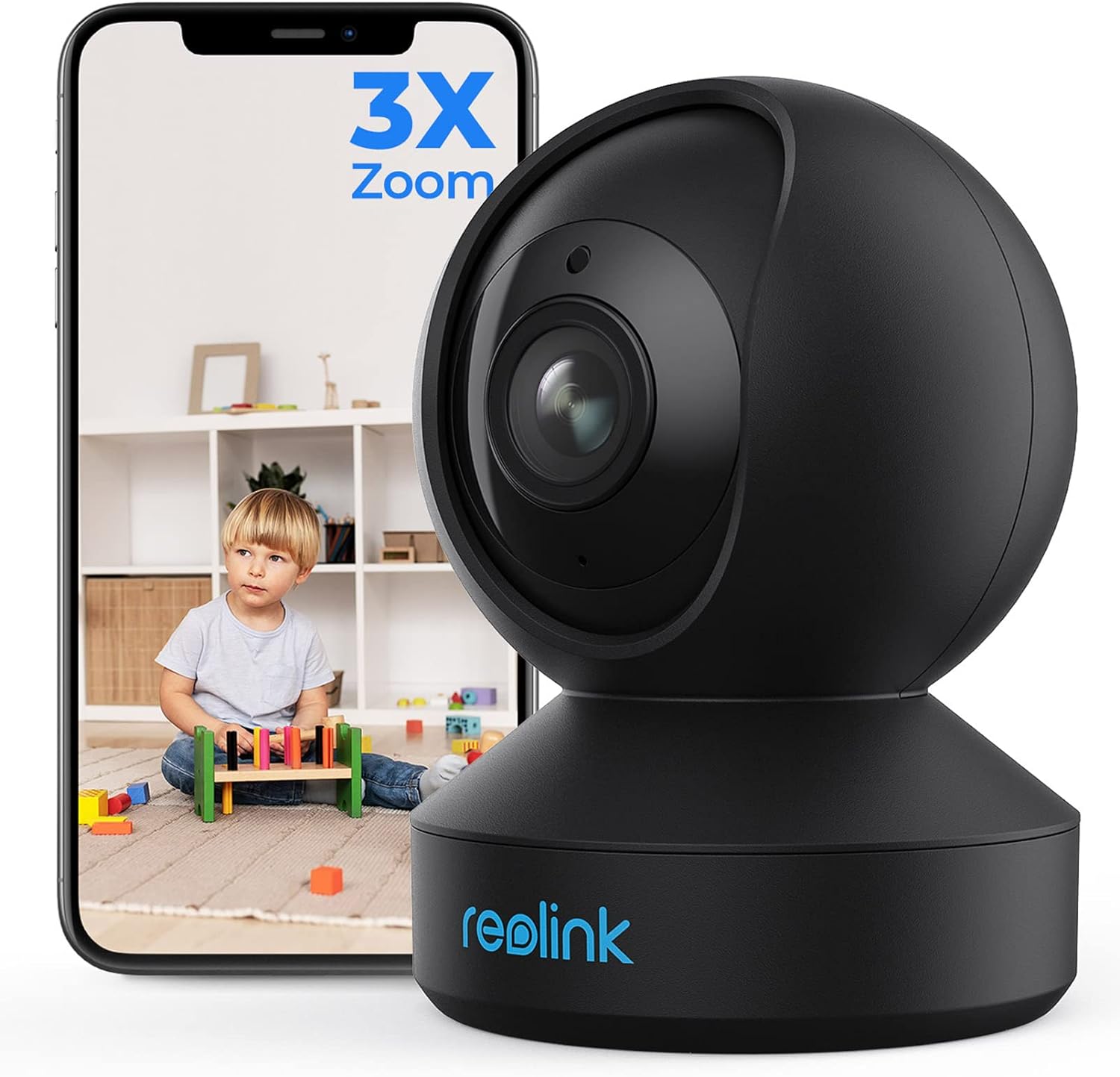 Reolink 5MP PTZ Indoor WiFi Security Camera, 2.4GHz 5GHz Dual - Band WiFi, 3X Optical Zoom WiFi CCTV Camera for Elder Pet Baby, 2 Way Audio, with SD Card Slot, E1 Zoom - Amazing Gadgets Outlet