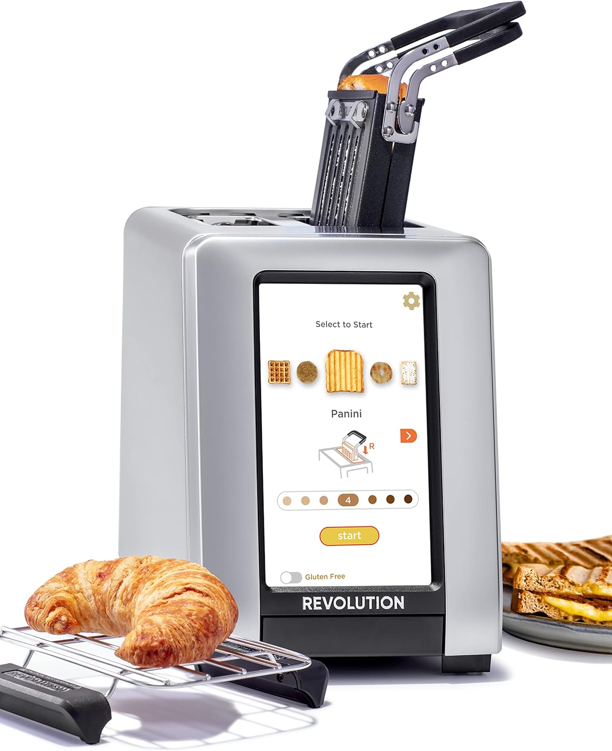 Revolution R270 High - Speed Touchscreen Toaster, 2 - Slice Smart Toaster with Patented InstaGLO Technology, Warming Rack & Panini Press, Silver - Amazing Gadgets Outlet