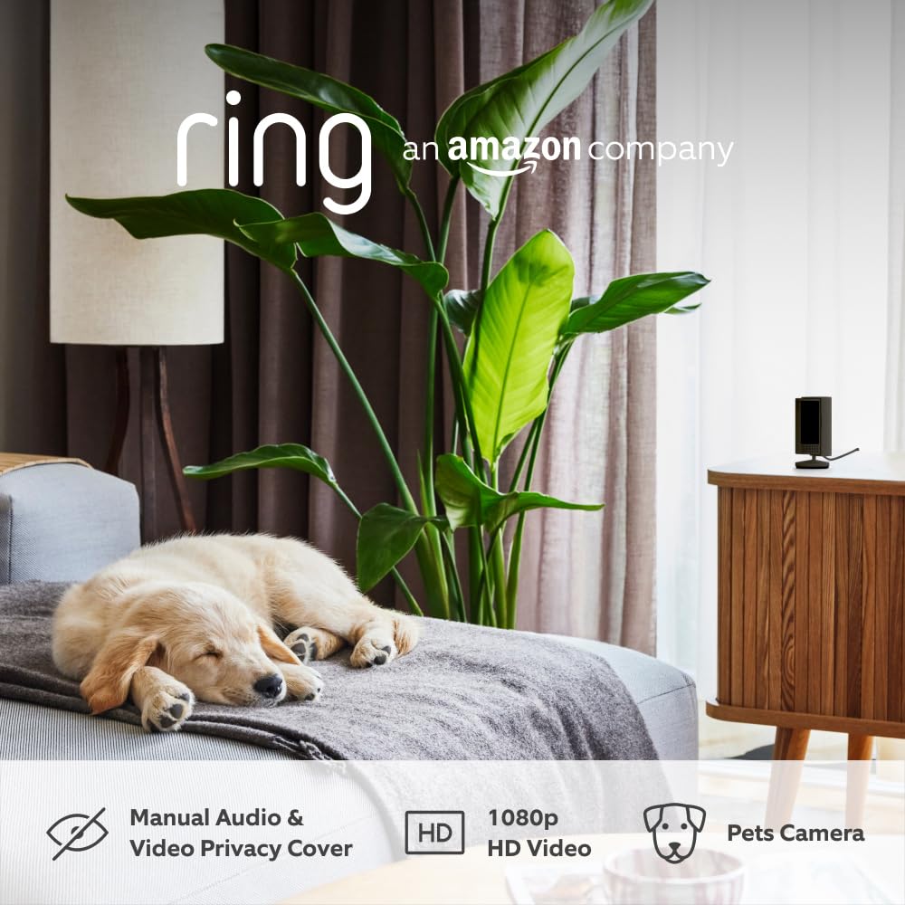 Ring Indoor Camera (2nd Gen) by Amazon | Plug - In Pet Security Camera | 1080p HD, Two - Way Talk, Wifi, Privacy Cover, DIY | alternative to CCTV system | 30 - day free trial of Ring Protect - Amazing Gadgets Outlet