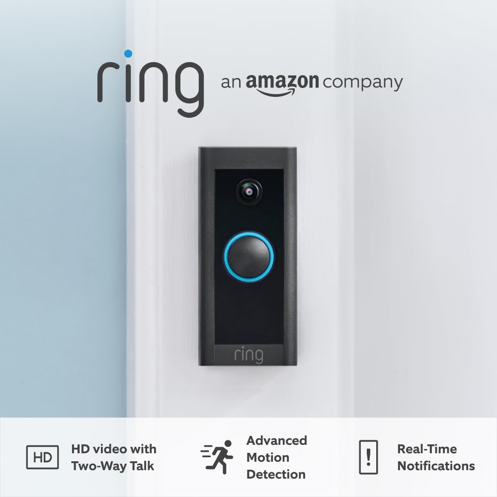 Ring Video Doorbell Wired by Amazon | Doorbell Security Camera with 1080p HD Video, Advanced Motion Detection, hardwired (existing doorbell wiring required) | 30 - day free trial of Ring Protect - Amazing Gadgets Outlet