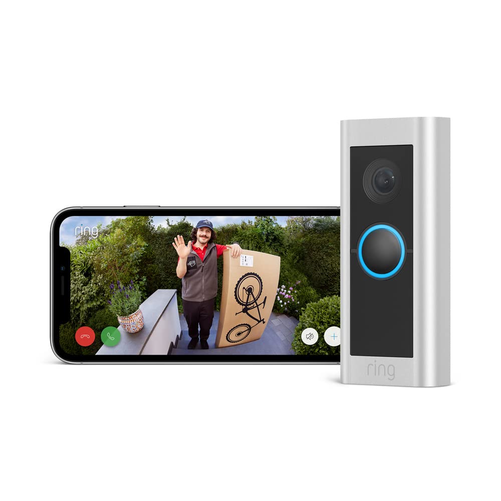 Ring Wired Video Doorbell Pro (Video Doorbell Pro 2) + Plug - In Adaptor by Amazon | Doorbell camera 1536p HD, Head to Toe Video, 3D Motion Detection, Bird's Eye View | 30 - day free trial of Ring Protect - Amazing Gadgets Outlet