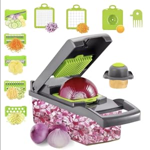 RIVER PHOENIX 15 in 1 Vegetable Chopper, Multifunctional Mandoline Slicer Dicer Household Kitchen Manual Julienne Grater Cutter for Onion, Garlic, Carrot, Potato, Tomato, Fruit, Salad - Amazing Gadgets Outlet