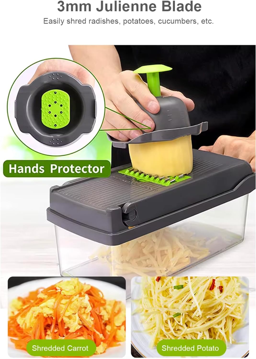 RIVER PHOENIX 15 in 1 Vegetable Chopper, Multifunctional Mandoline Slicer Dicer Household Kitchen Manual Julienne Grater Cutter for Onion, Garlic, Carrot, Potato, Tomato, Fruit, Salad - Amazing Gadgets Outlet