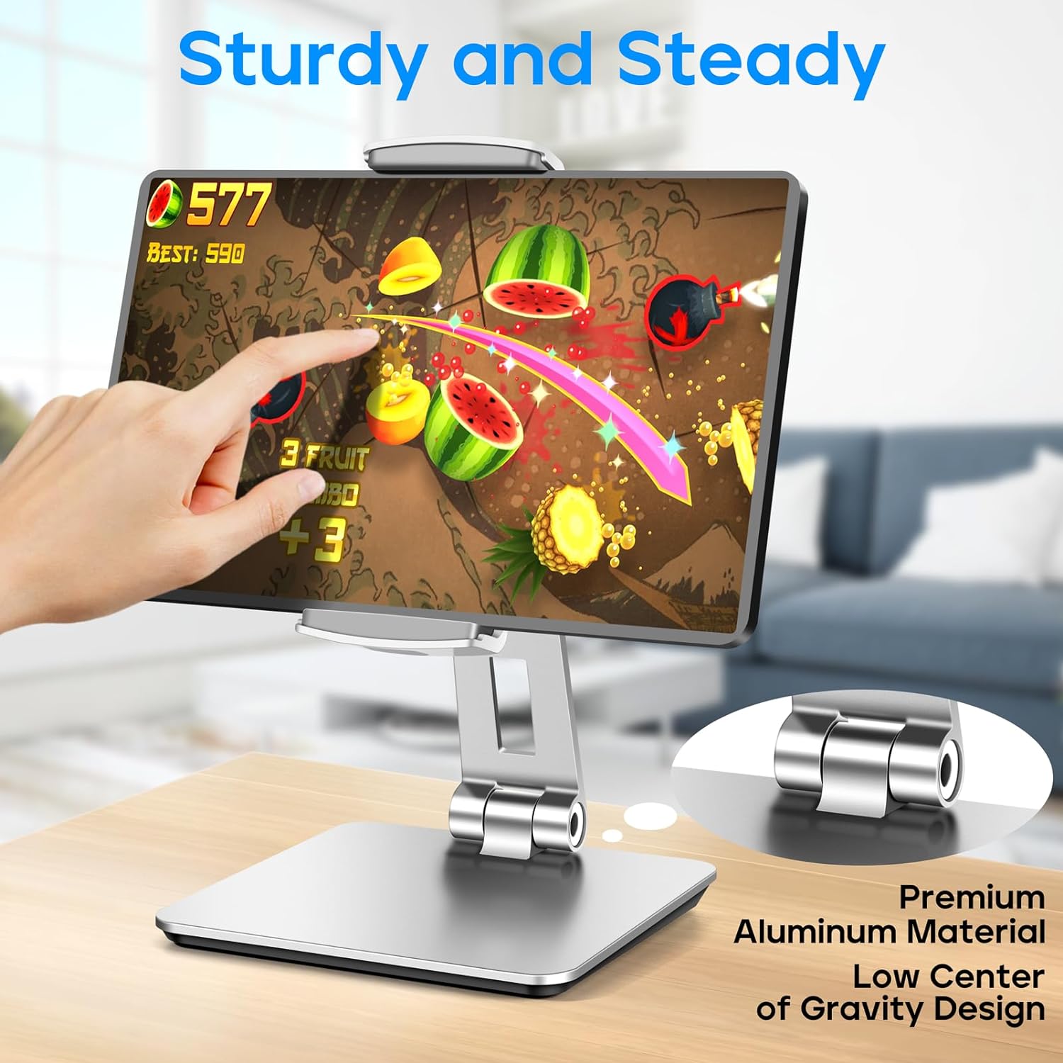 ROADOM Tablet Stand for Desk, Adjustable 360° Swivel Bracket, 180° Tiltable Clamp,Foldable Tablet Holder for 4.7 - 17.3'' Phone/Tablet/Portable Monitor, Aluminum Alloy, Silver - Amazing Gadgets Outlet