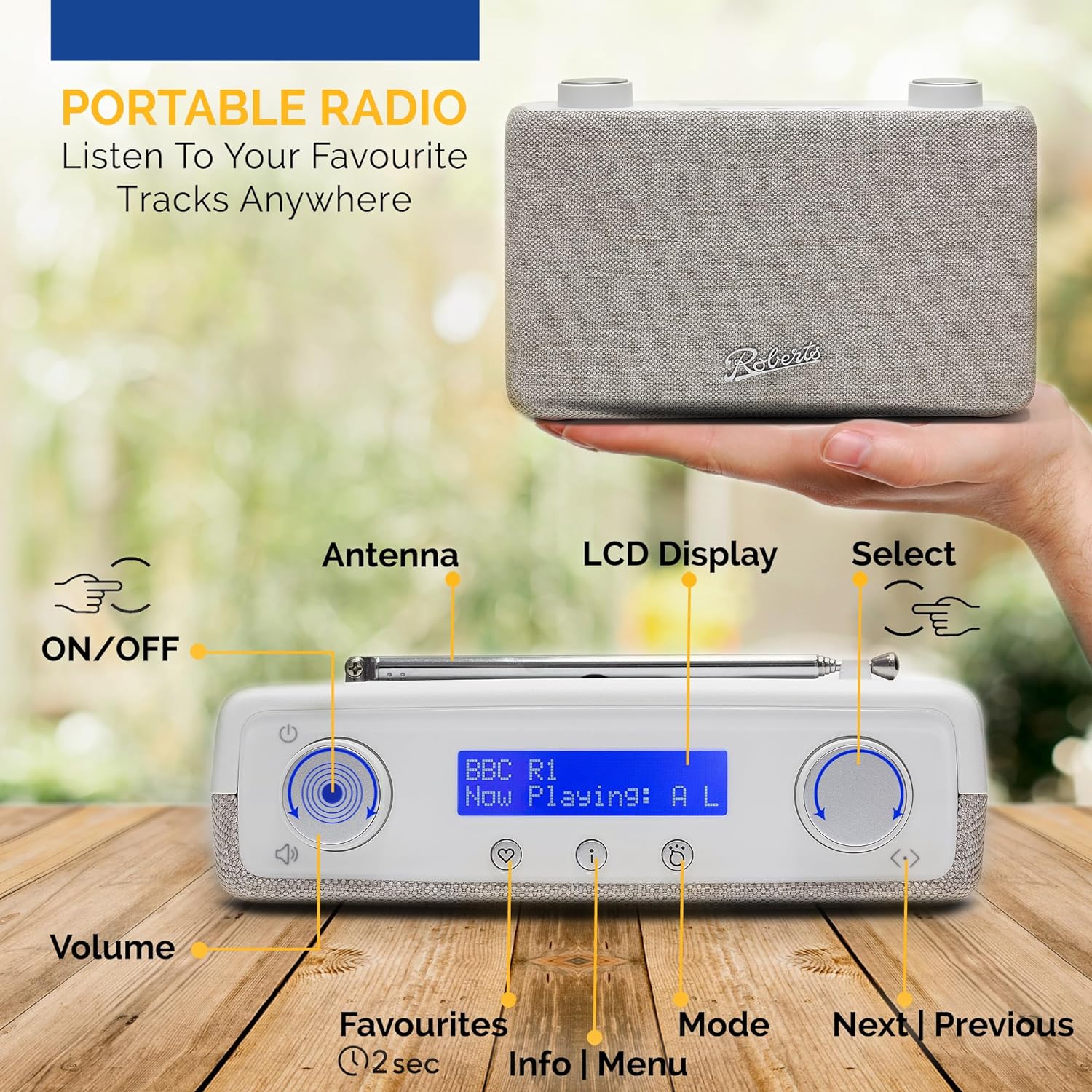 Roberts Play11 DAB/DAB+/FM Digital Radio - White - Portable Radio - Headphone Socket. - Amazing Gadgets Outlet