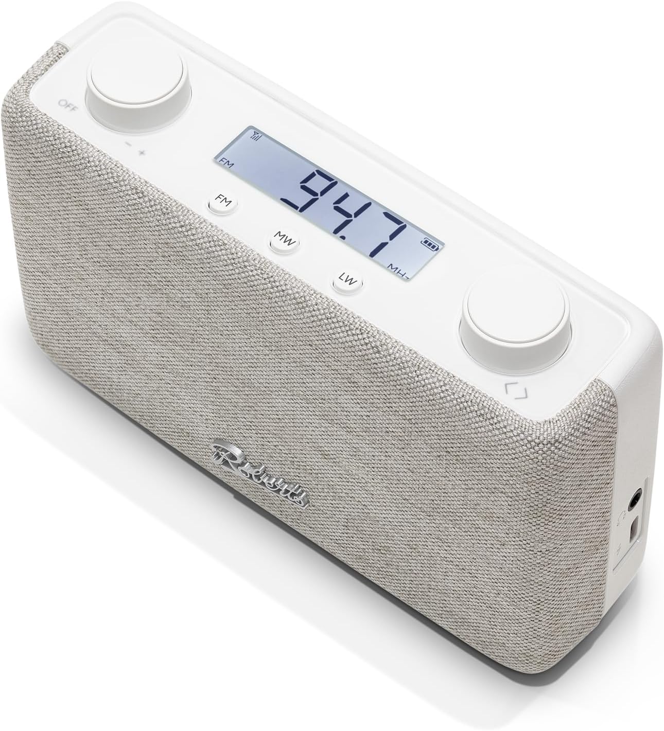 Roberts PLAYFM Compact and Portable LW/MW/FM Analogue Radio, USB - C/ 4 x AA Batteries, LCD Display, White - Amazing Gadgets Outlet