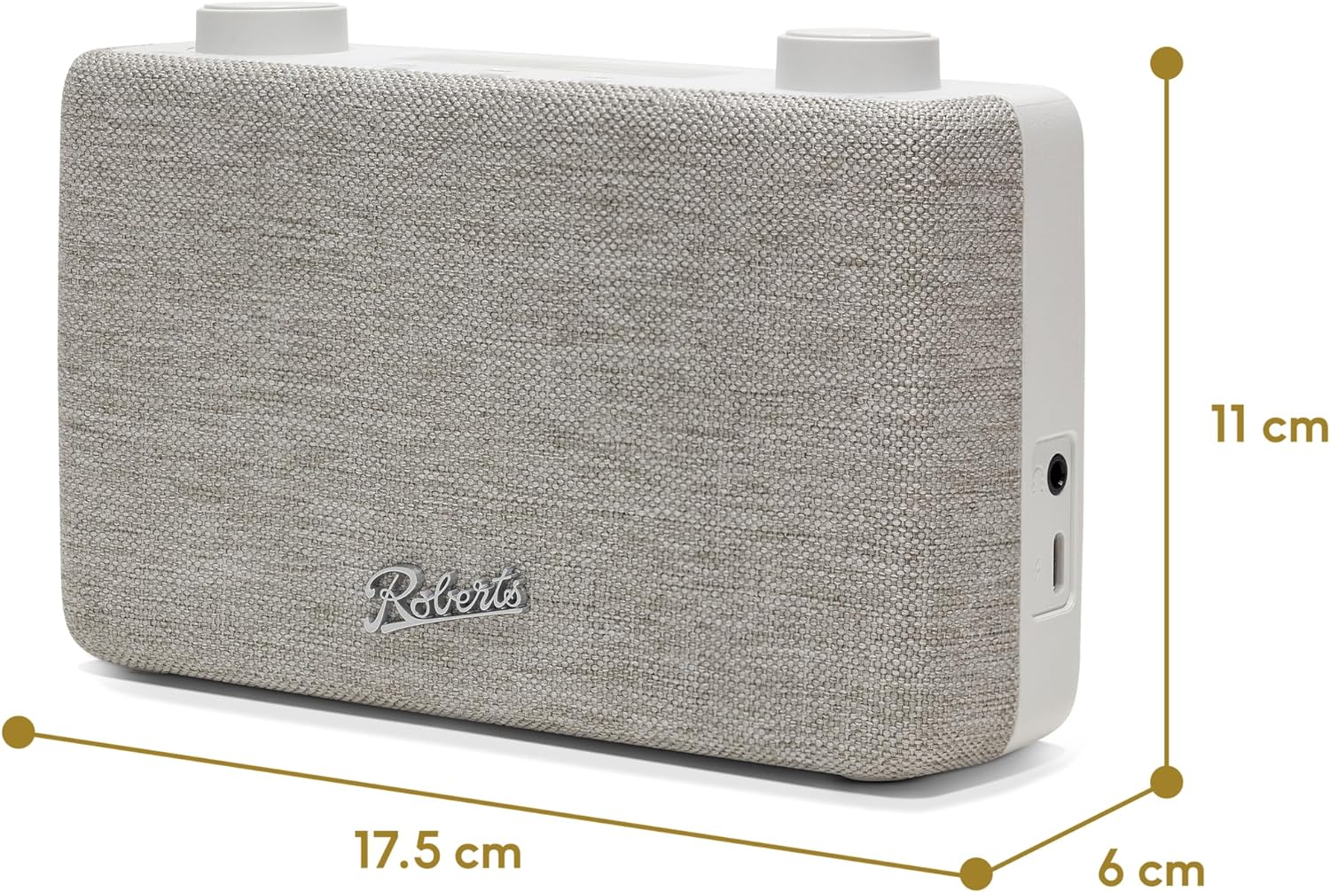 Roberts PLAYFM Compact and Portable LW/MW/FM Analogue Radio, USB - C/ 4 x AA Batteries, LCD Display, White - Amazing Gadgets Outlet