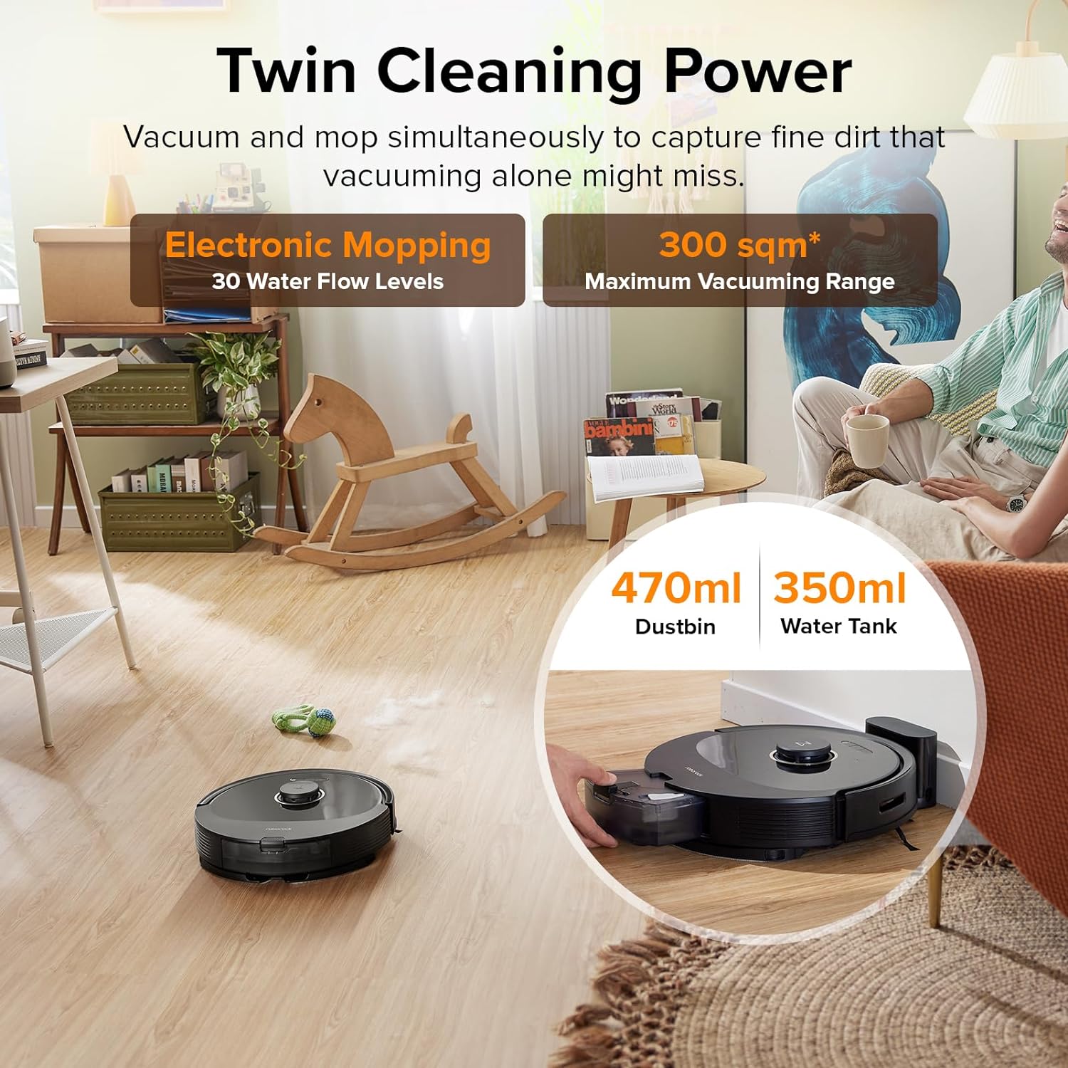 roborock Q8 Max Robot Vacuum Cleaner with Dual Brushes, 5500 Pa Suction, No - Go Zones, Cleaning Along Floor Lines, 3D Drawing, Multi - Cleaning Levels, APP (Upgraded of Q7 Max) - Amazing Gadgets Outlet