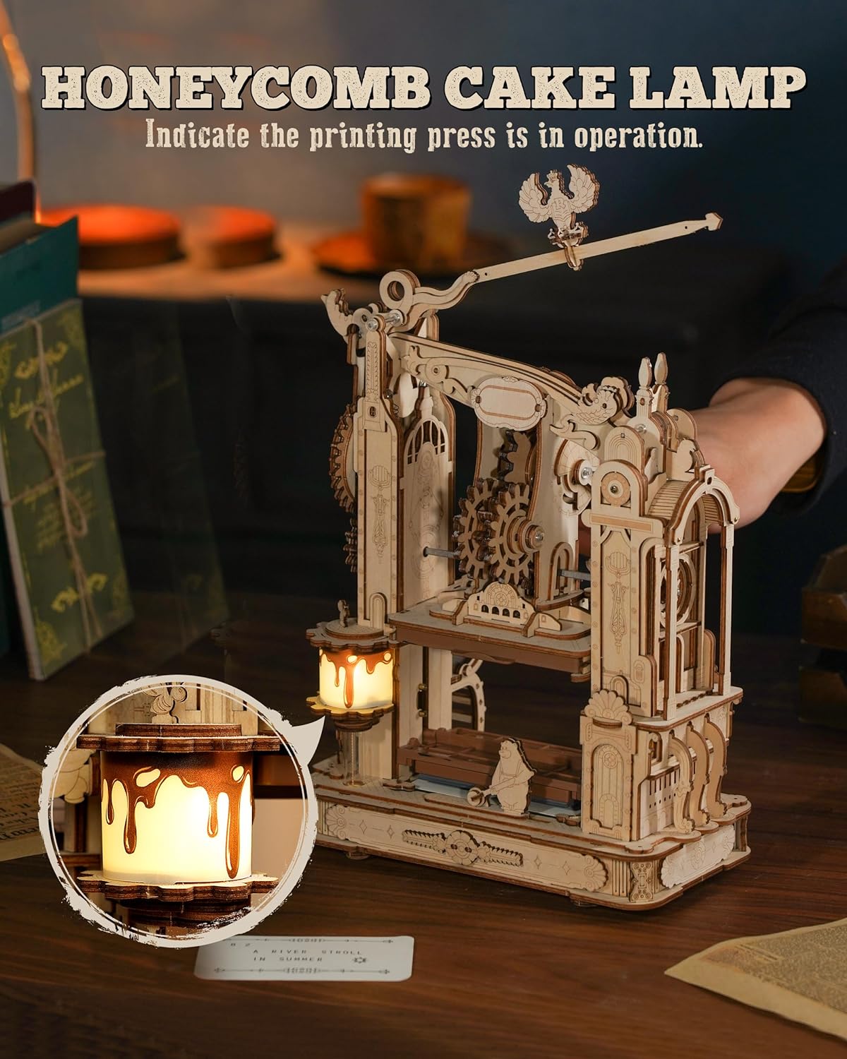 ROKR Classic Printing Press Model Kits for Adults to Build UK - 3D Wooden Printer Puzzle - Scrapbook Supplies DIY Birthday Gift Idea for Designers Men Women Grandpa (LK602) - Amazing Gadgets Outlet