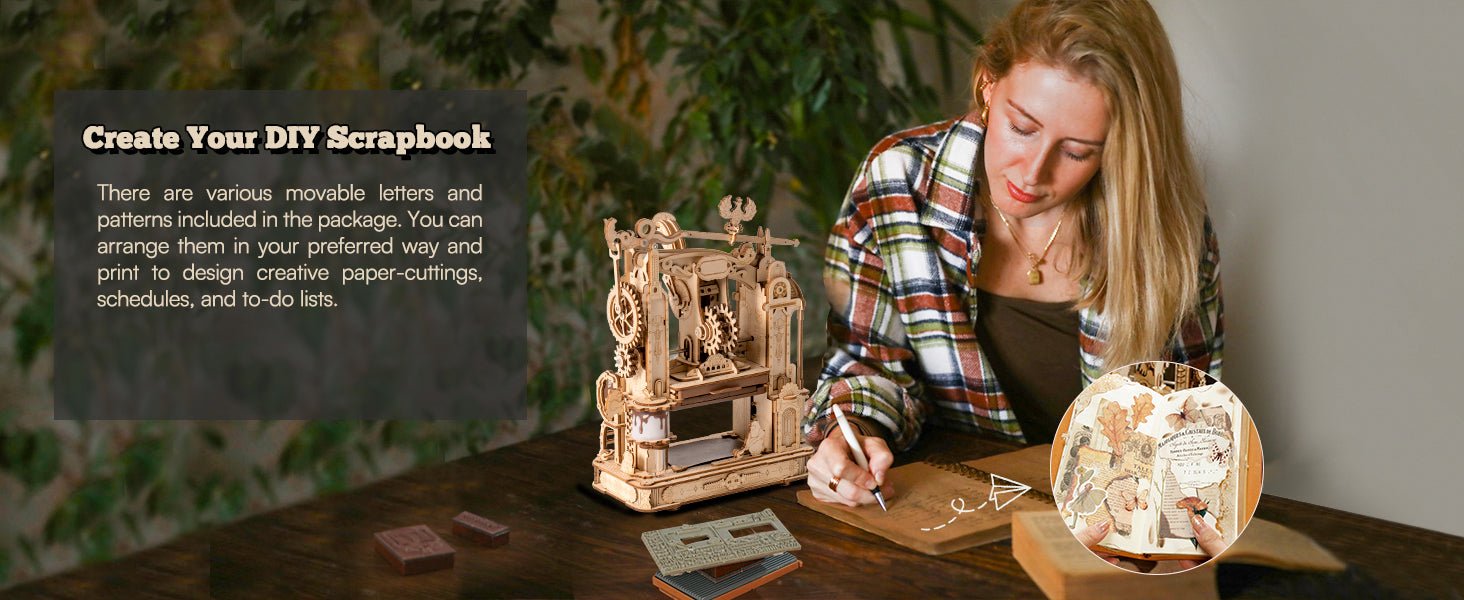 ROKR Classic Printing Press Model Kits for Adults to Build UK - 3D Wooden Printer Puzzle - Scrapbook Supplies DIY Birthday Gift Idea for Designers Men Women Grandpa (LK602) - Amazing Gadgets Outlet