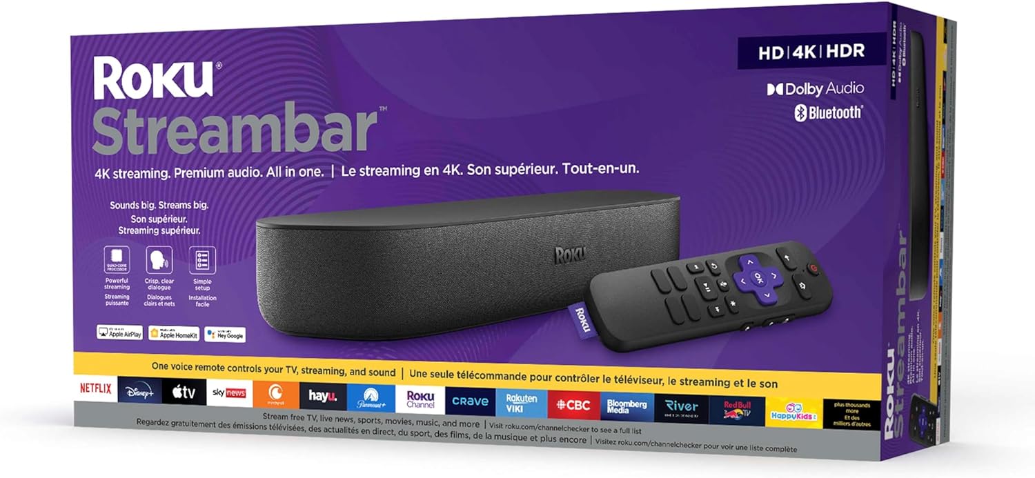 Roku Streambar | HD/4K/HDR Streaming Media Player and Soundbar, Black - Amazing Gadgets Outlet