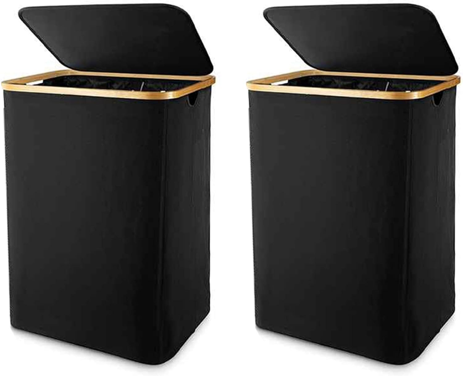 Ronlok 2X Laundry Basket with Lid, Black Laundry Basket with Removable Laundry Bag - Laundry Sorter for Bathroom & Bedroom - Amazing Gadgets Outlet