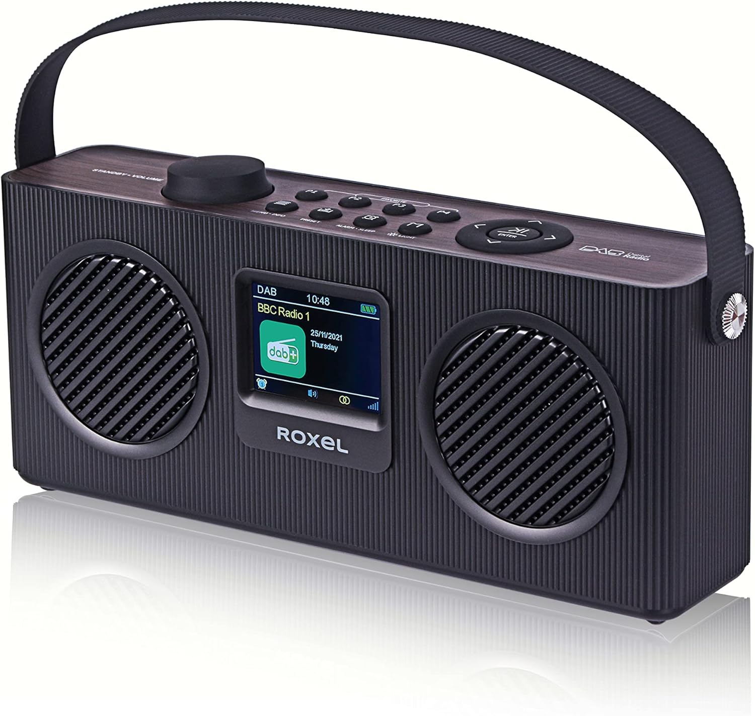 Roxel DAB, DAB+ Digital and FM Radio Mains Powered and Battery Powered Portable Radio | BT Speaker | USB Playback, TF Card, Bedside Alarm Clock | Sleep Timer, 2.4 inch LCD display, RDR - 80 - Amazing Gadgets Outlet