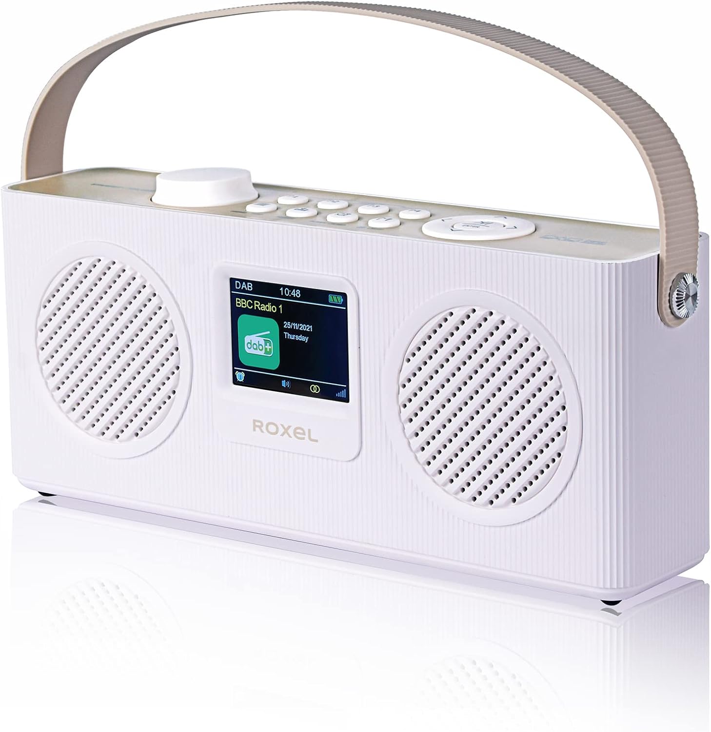 Roxel DAB, DAB+ Digital and FM Radio Mains Powered and Battery Powered Portable Radio | BT Speaker | USB Playback, TF Card, Bedside Alarm Clock | Sleep Timer, 2.4 inch LCD display, RDR - 80 - Amazing Gadgets Outlet