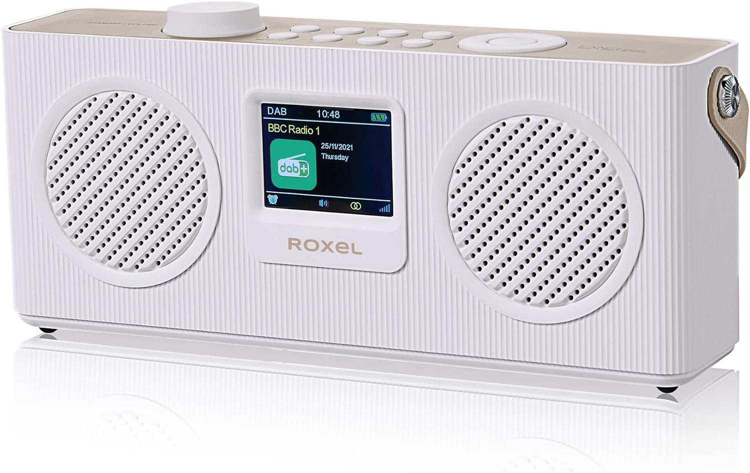 Roxel DAB, DAB+ Digital and FM Radio Mains Powered and Battery Powered Portable Radio | BT Speaker | USB Playback, TF Card, Bedside Alarm Clock | Sleep Timer, 2.4 inch LCD display, RDR - 80 - Amazing Gadgets Outlet