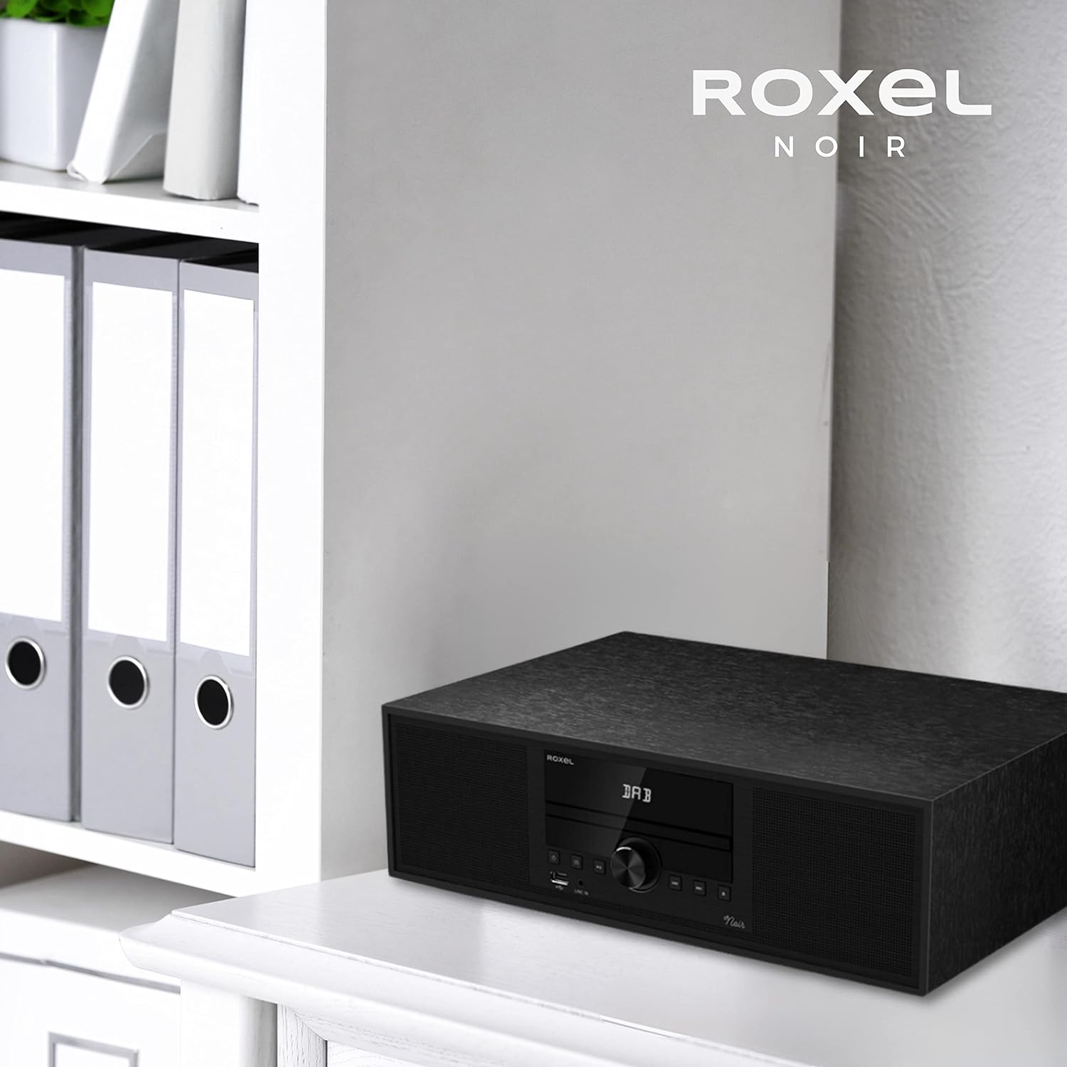 Roxel Noir All - In - One Micro Hi - Fi System and DAB Radio, Compact, CD Player with FM and DAB+ Digital Radio, Wireless BT, USB, MP3, AUX in, Stereo speakers, Remote Control Included - Amazing Gadgets Outlet