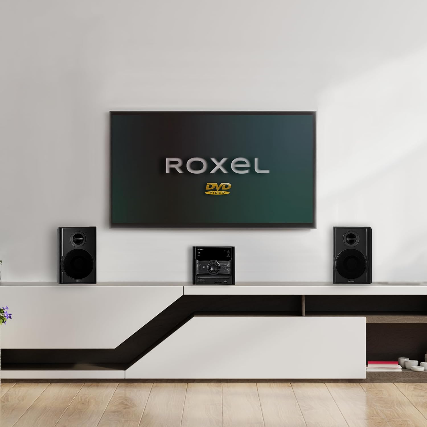 Roxel RCD - 250BT All in One Compact Micro Hifi CD Player, Mini stereo, DVD player, Karaoke function, Remote Control, Wireless Playback, FM Radio, USB MP3 Playback, 40W RMS Output - Amazing Gadgets Outlet