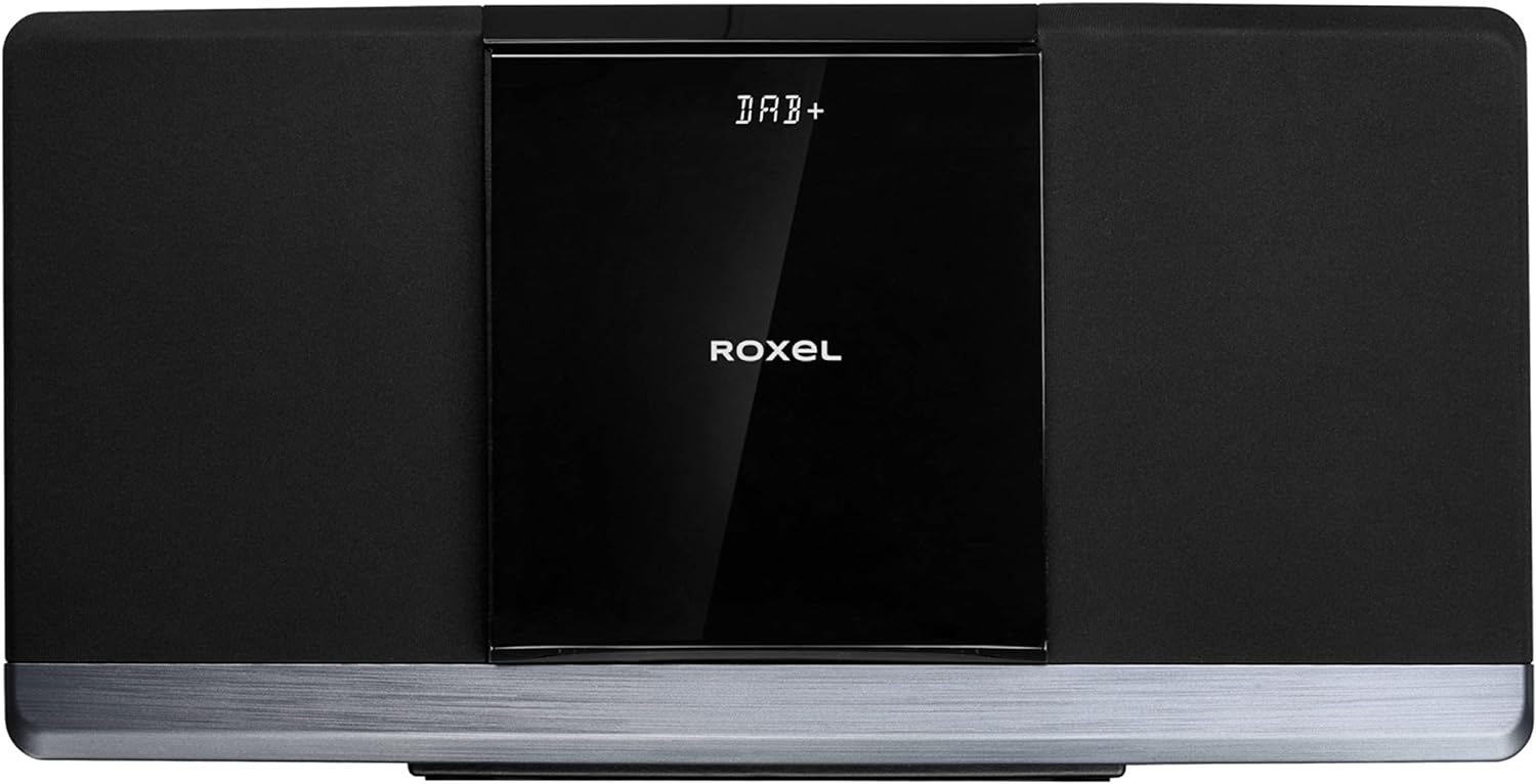 Roxel RCD - 320 Micro Hifi System CD Player with DAB/DAB+/ FM Radio, Wireless BT, 40W RMS Speaker, Wall Mountable, USB and AUX In, Remote Control, Sleek & Flat Design with White LED Display - Amazing Gadgets Outlet