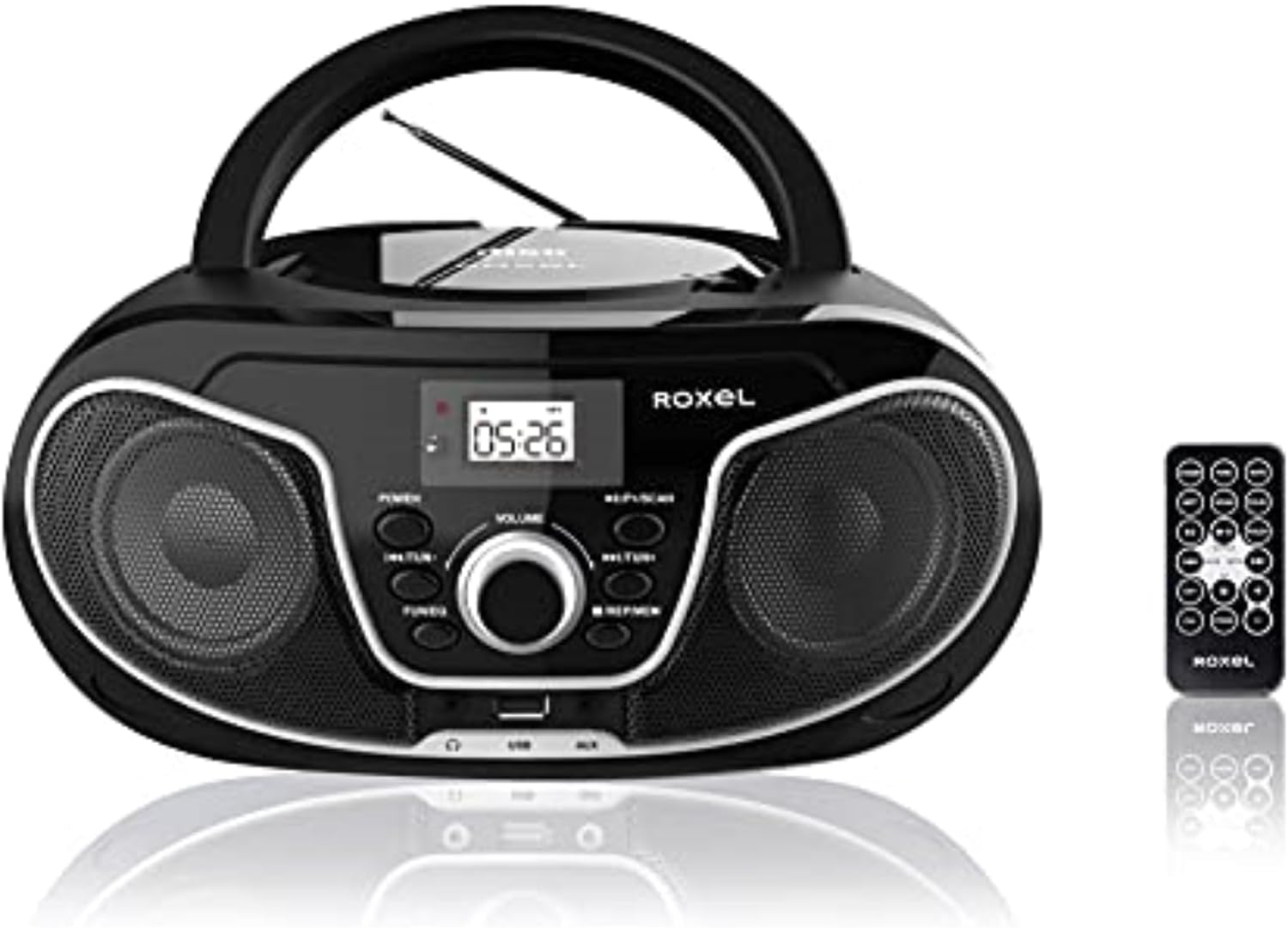 Roxel RCD - S70BT Portable Boombox CD Player with Remote Control, FM Radio, USB MP3 Playback, 3.5mm AUX Input, Headphone Jack, LED Display Wireless Music Streaming(Black) - Amazing Gadgets Outlet