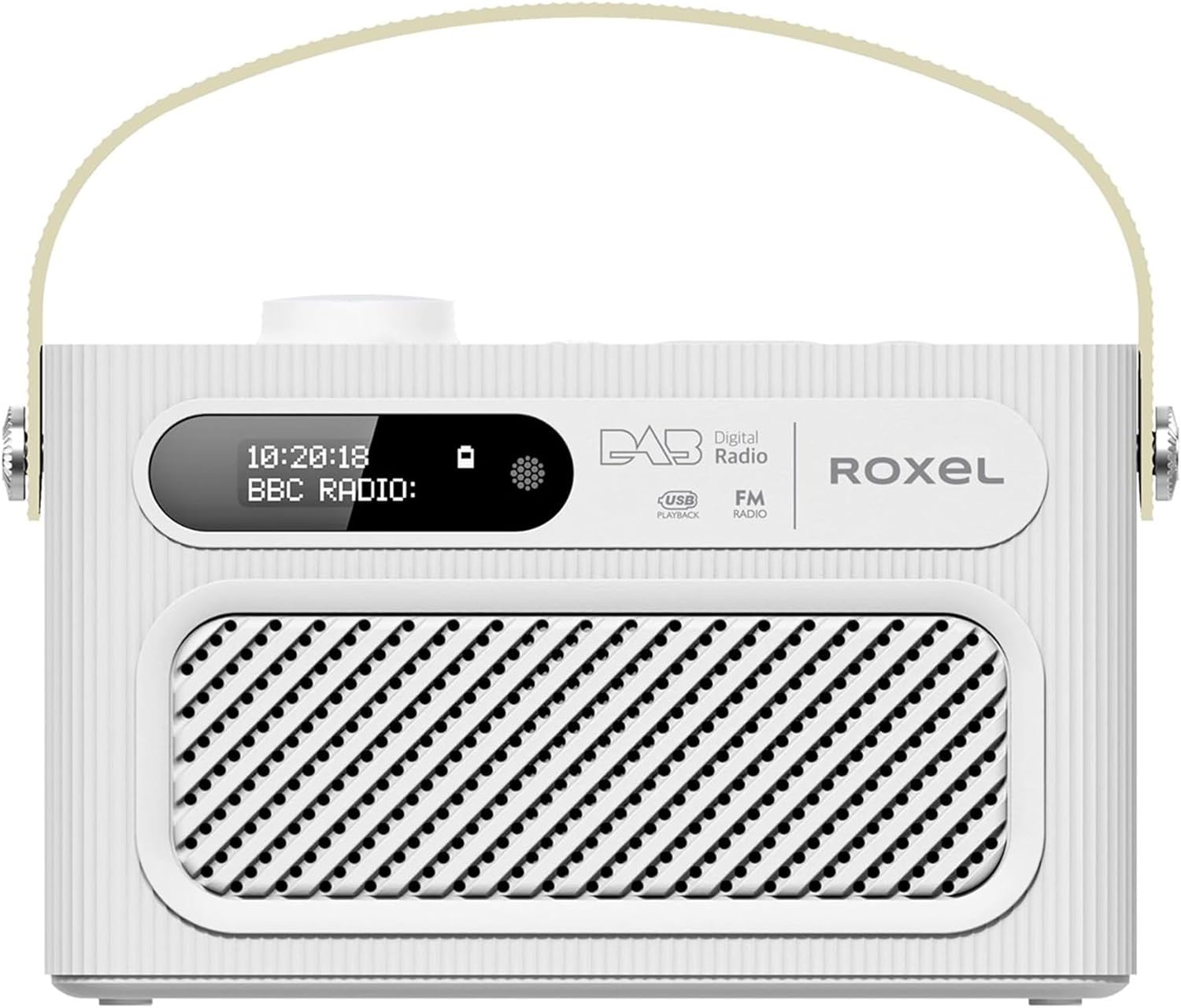 Roxel RDR - 40 Stereo DAB/DAB+ Digital and FM Radio Portable Wireless Speaker with Dual Alarm Clock Function, USB & Micro SD MP3 Playback Function, 3.5mm Headphone Output(White) - Amazing Gadgets Outlet