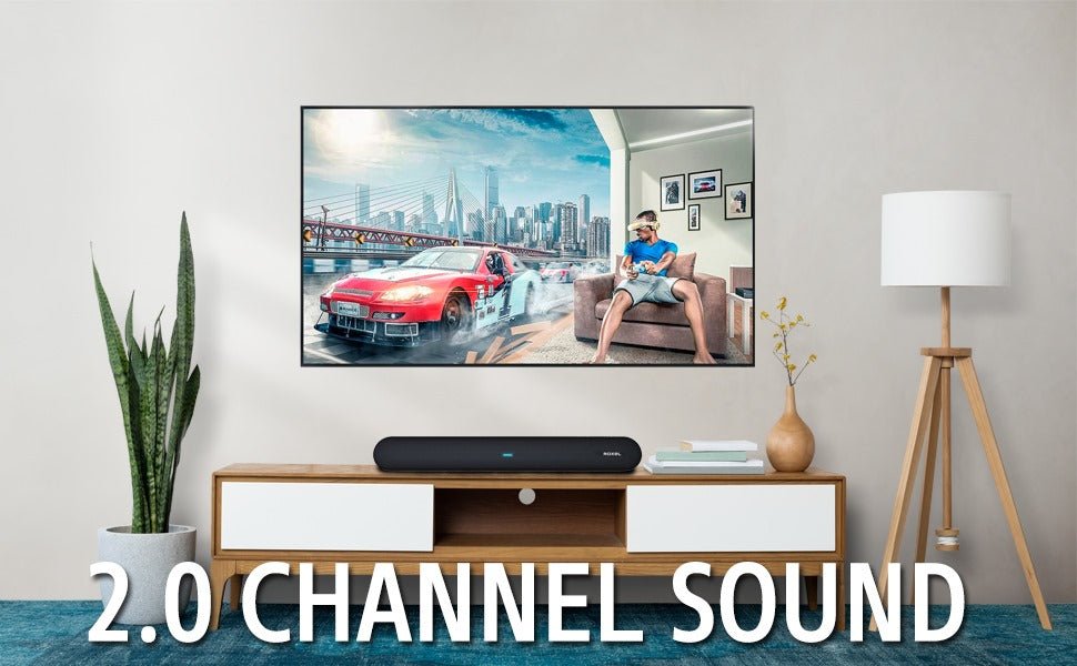 Roxel Soundbar - All - in - one Sound Bar with BT, Optical, USB, RCA & AUX Playback - Speaker with 120 Watt Power & Bass - Remote Control - Wall Mount Kit Included - Black - RSB380 - Amazing Gadgets Outlet