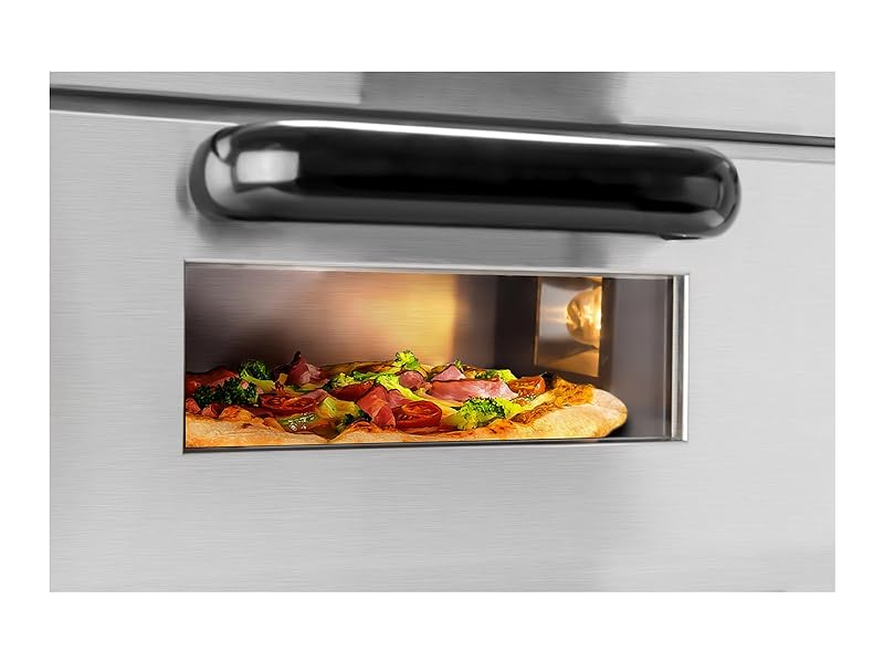 Royal Catering Electric Pizza Oven Maker RCPO - 2000 - 1PE (2000 W, 350 °C, 40 x 40 x 1.5 cm Baking Surface, Cordierite Stone Floor, Timer 120 min, Separately Adjustable Heat, Stainless Steel) - Amazing Gadgets Outlet