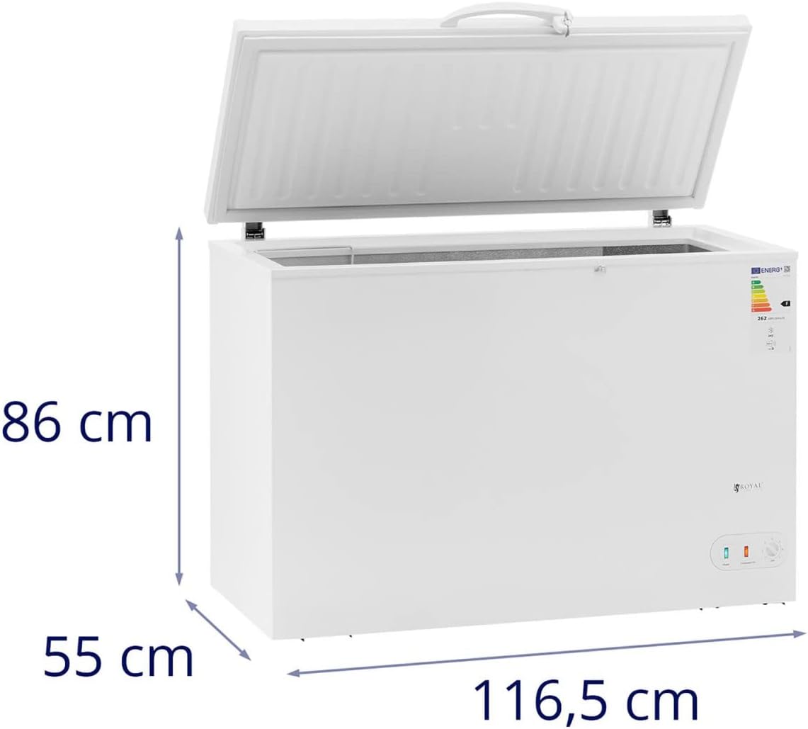 Royal Catering RCFZ - 255 Chest Freezer 247 L 63 W Freezer Commercial Chest Freezer Deep Freezer (White, Steel, Aluminium, R600A) - Amazing Gadgets Outlet